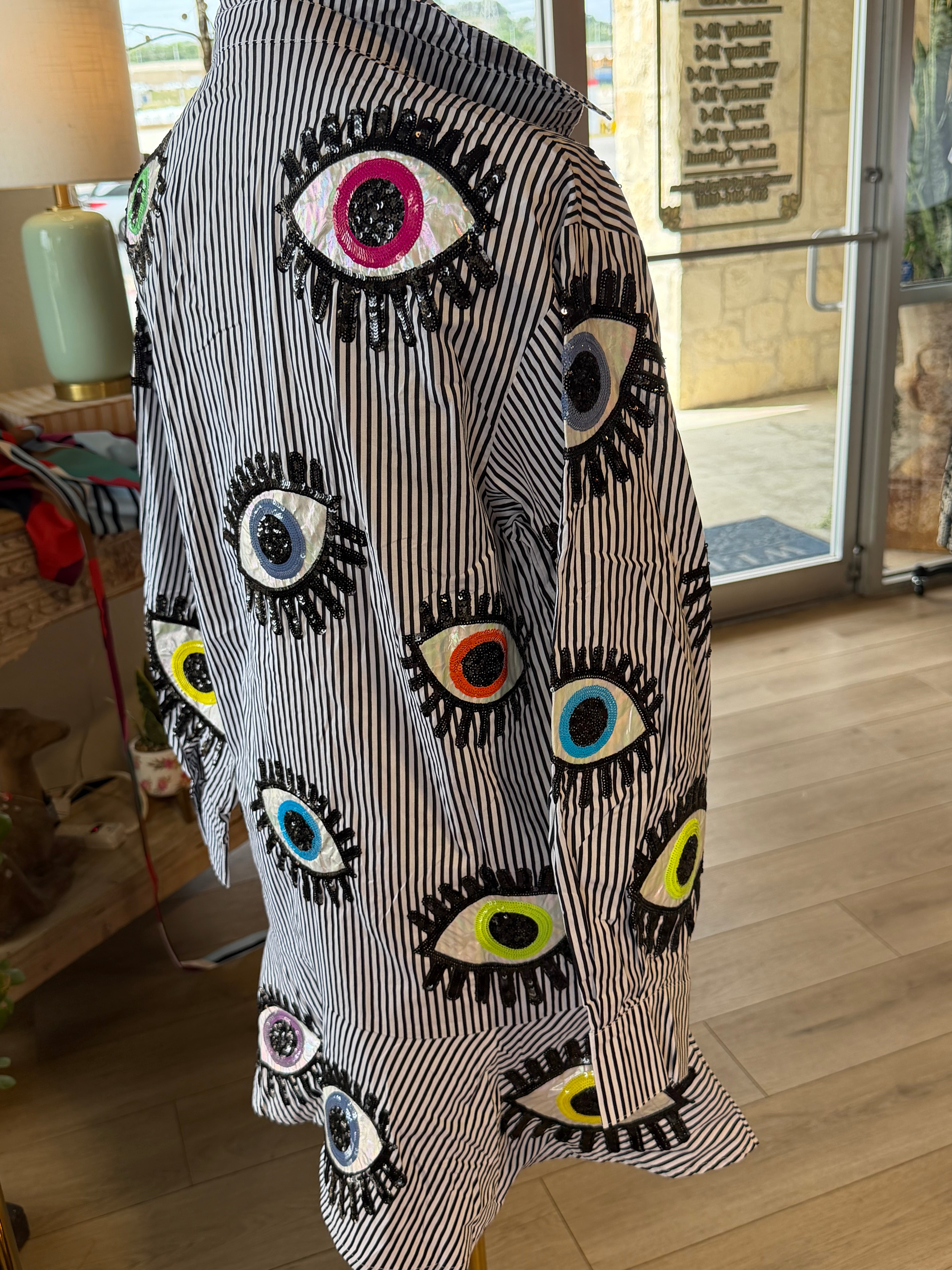 Striped Evil Eye Dress Large