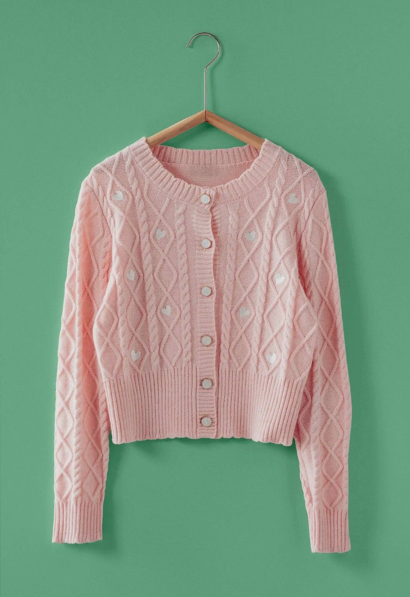 Cable Knit Heart Cardigan