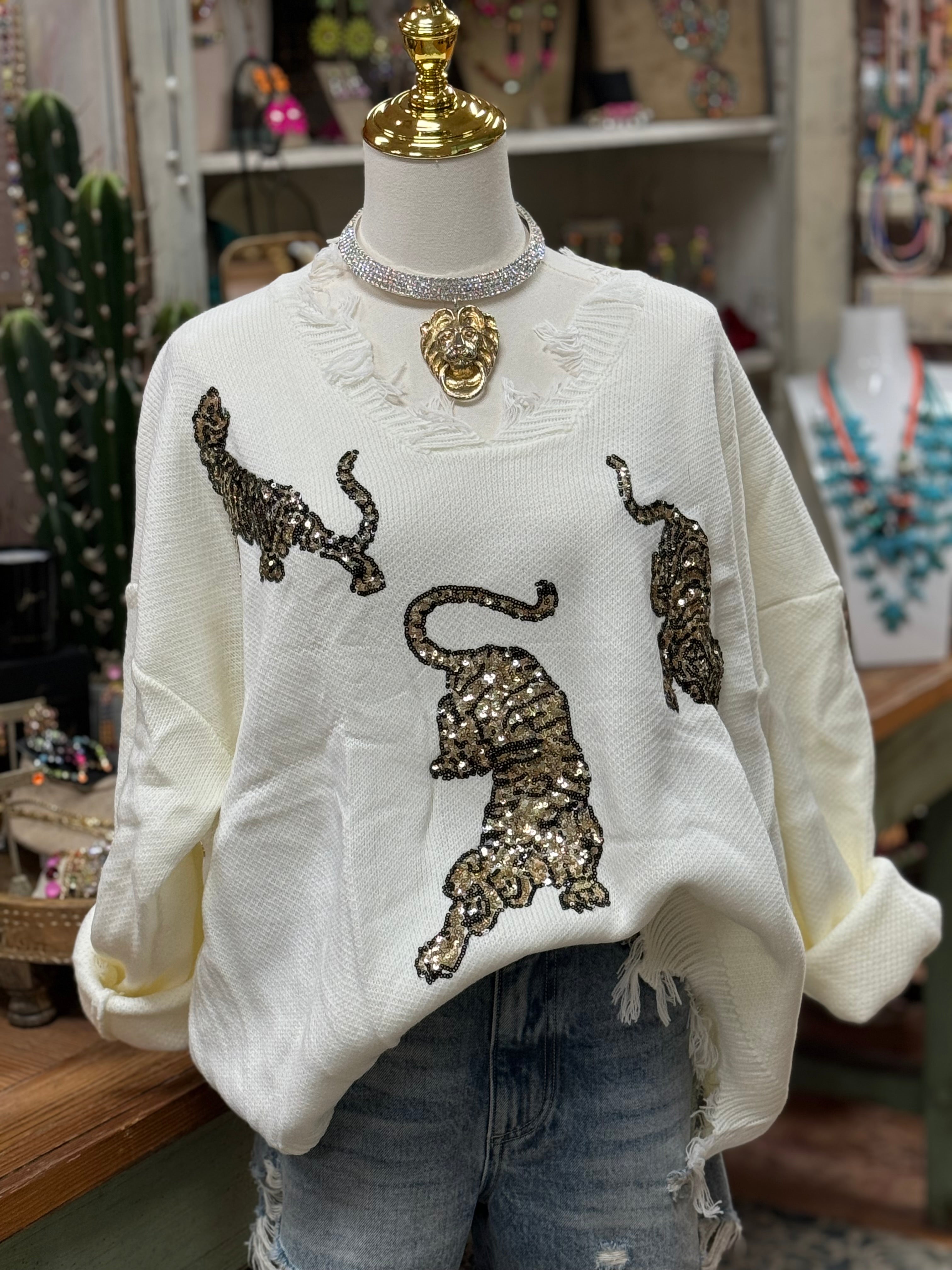 Distressed Tiger Sweater