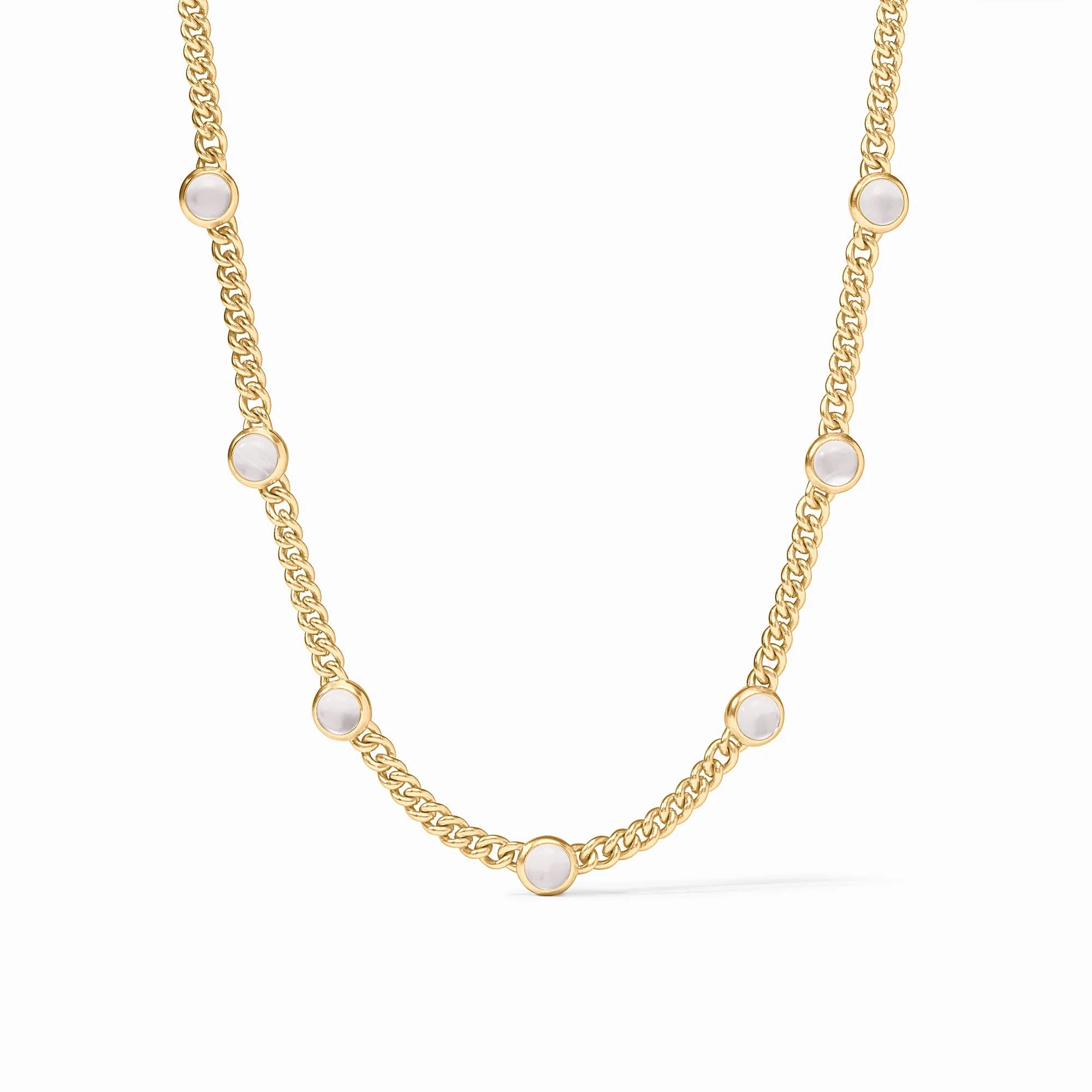 Dolce Iridescent Clear Station Gold Delicate Necklace