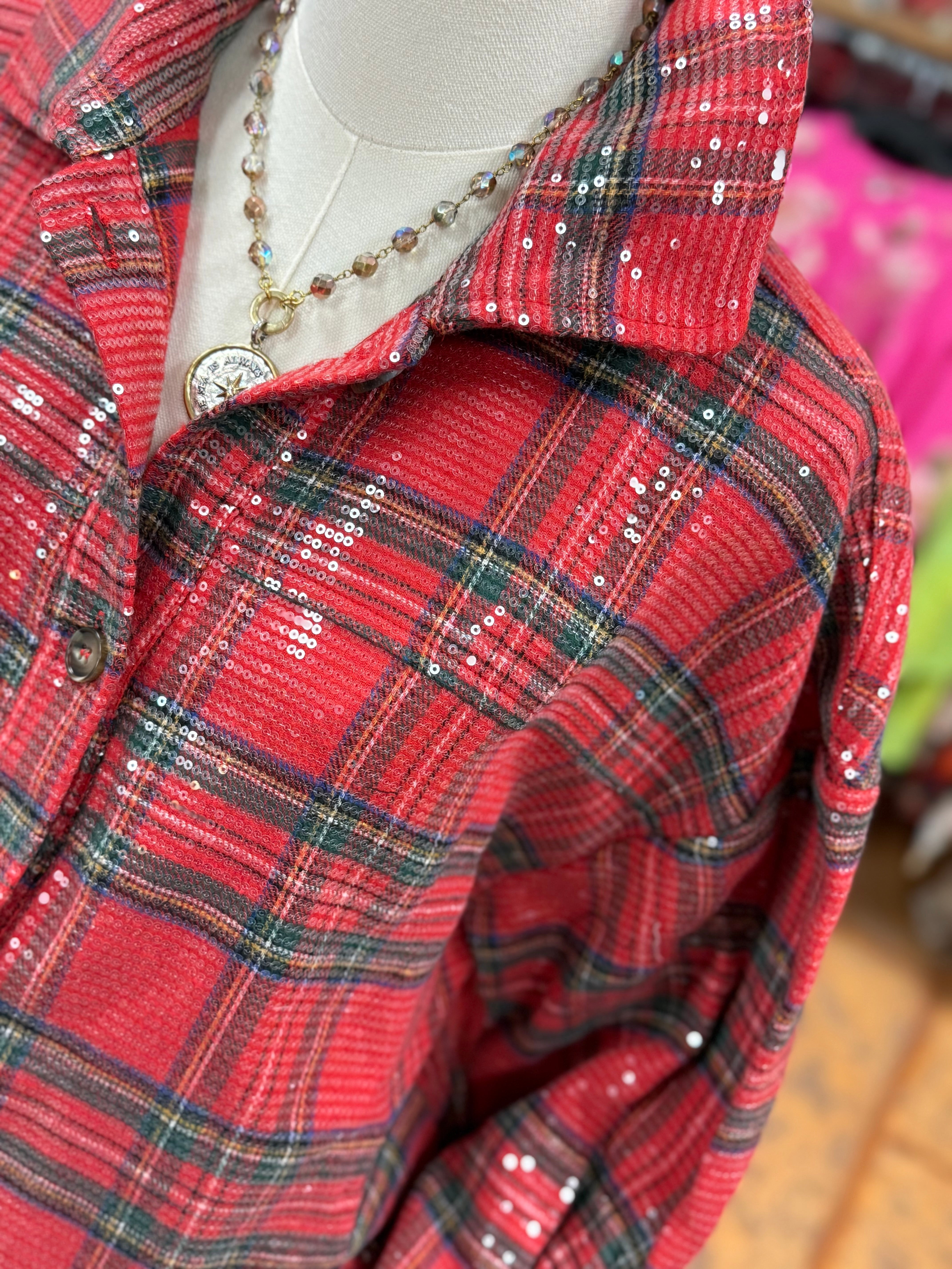 Sequin Plaid Shacket