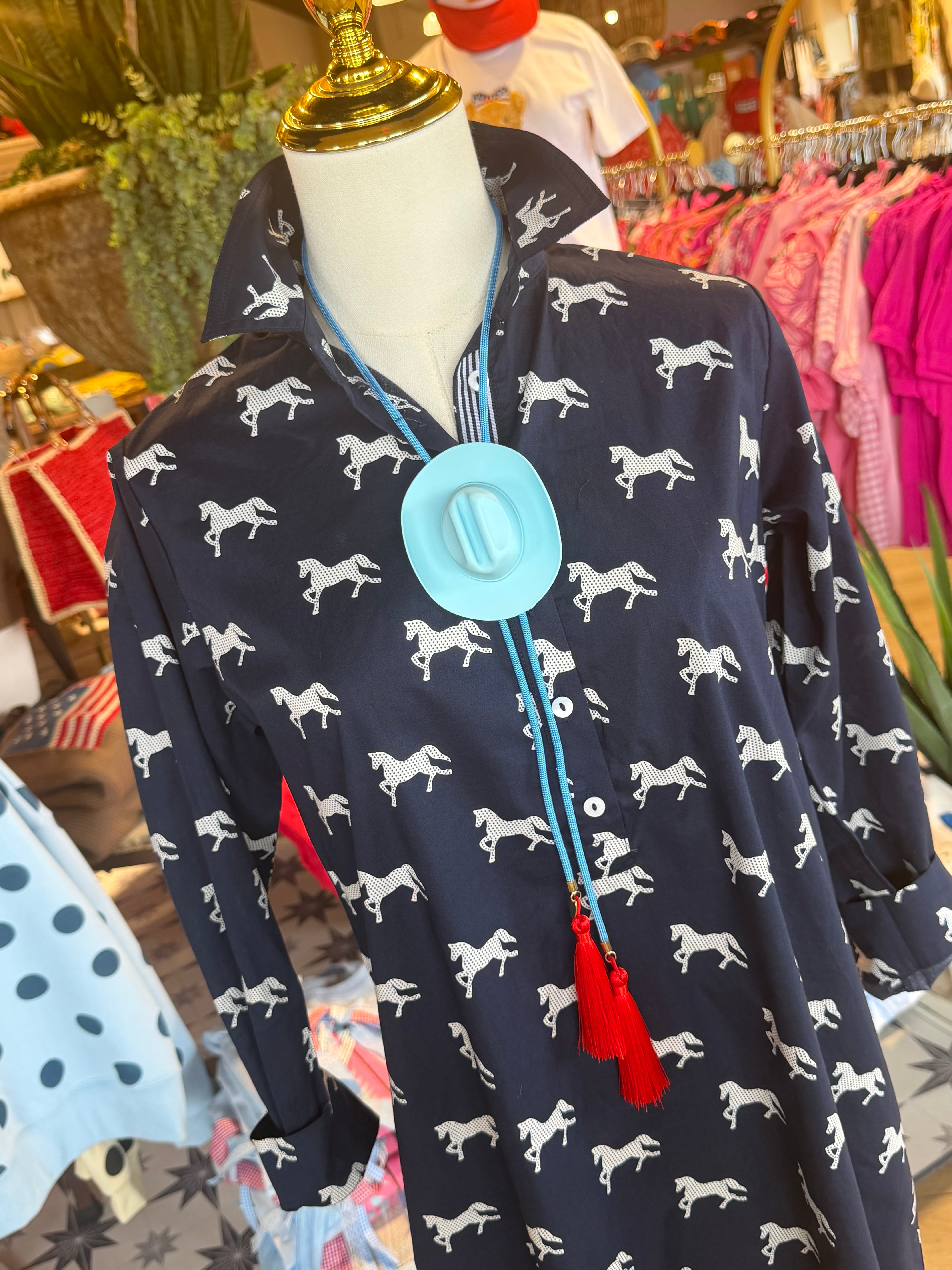 Navy Pony Club Shirt Dress