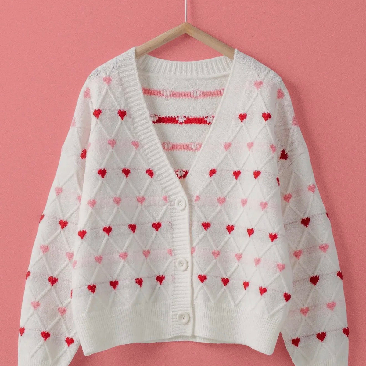 Heart Argyle Cardi — The Golden Antler Boutique