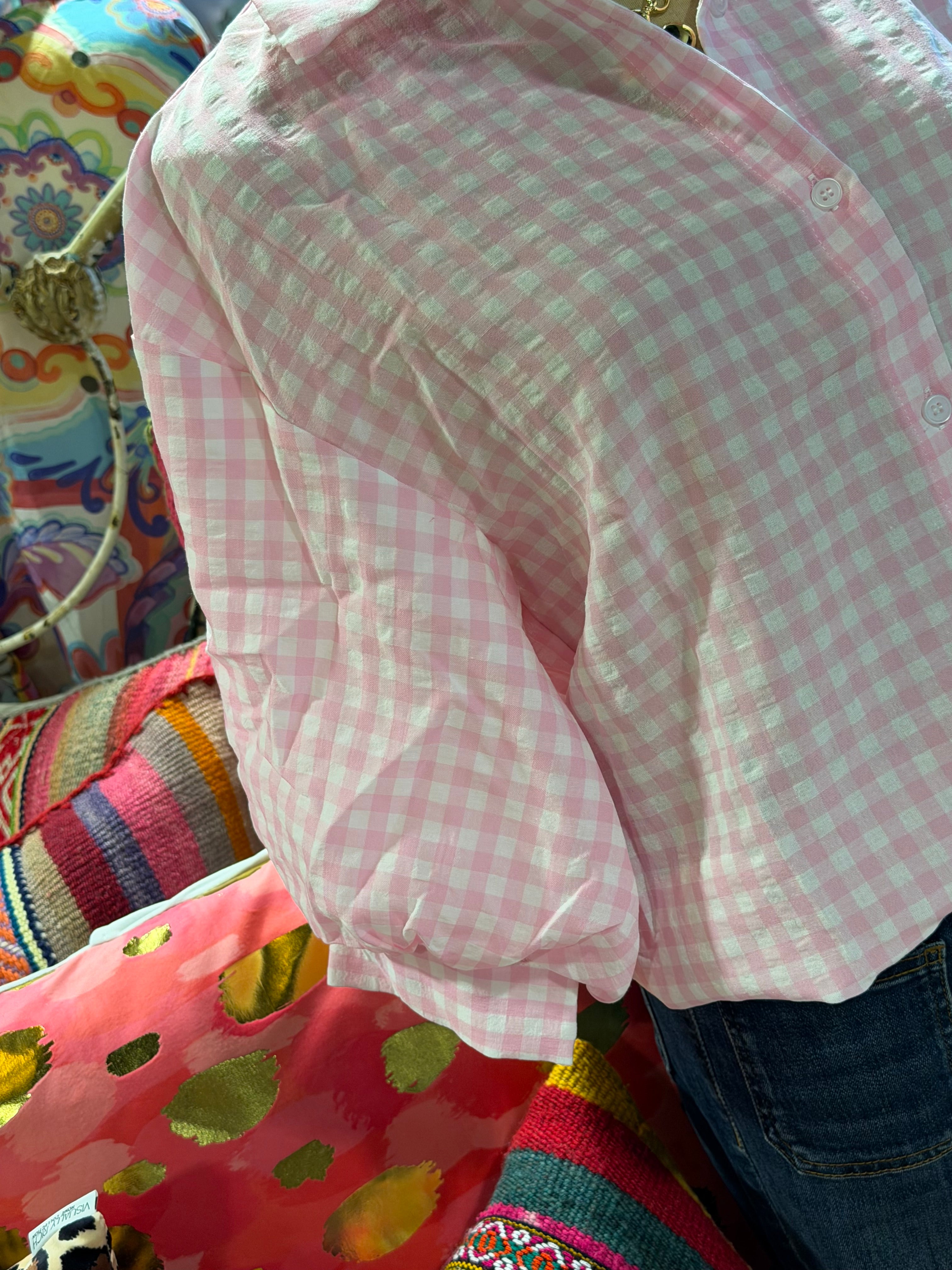 Pink and White Gingham Top
