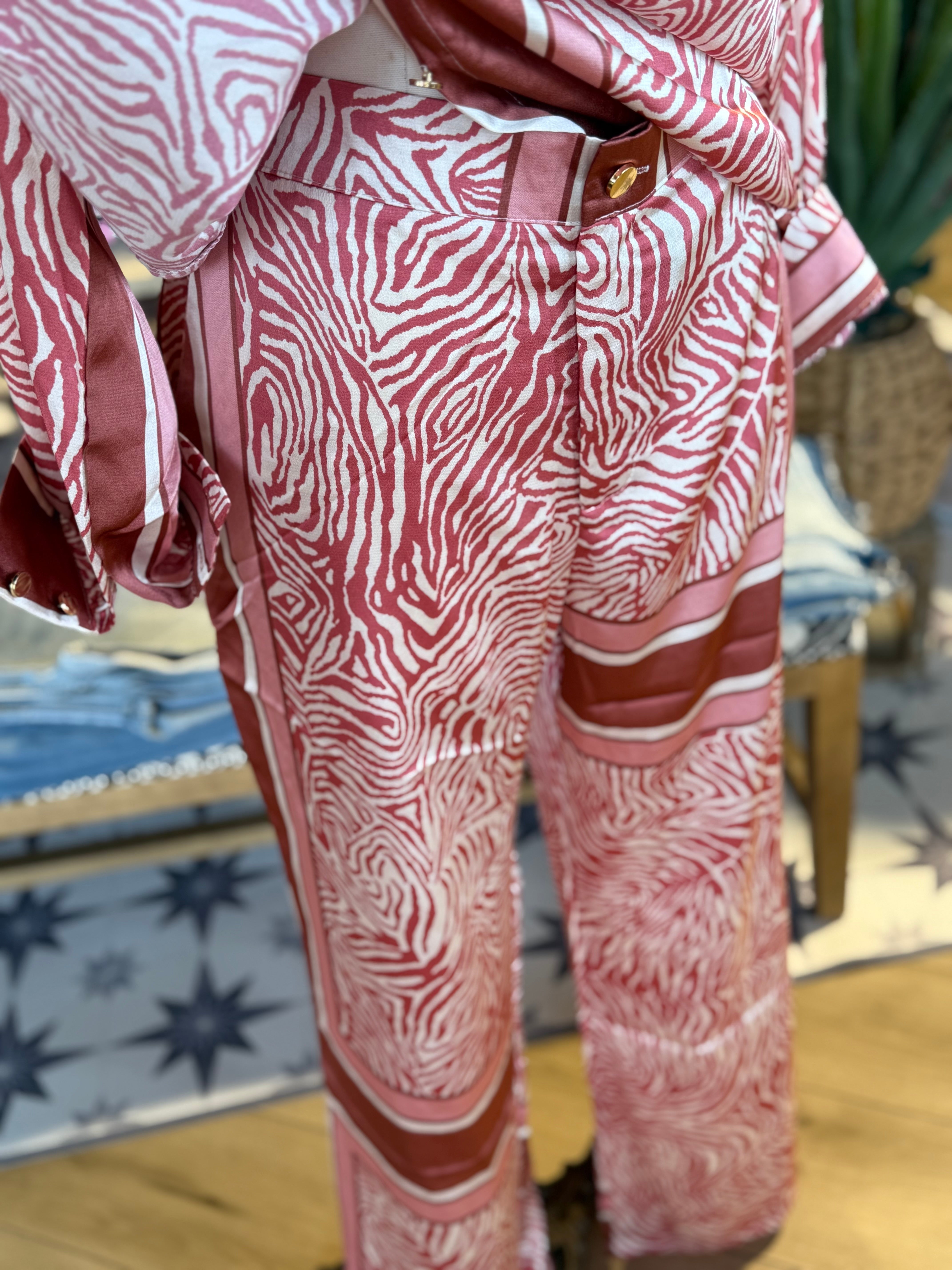 Blushing Zebra Satin Pant Set