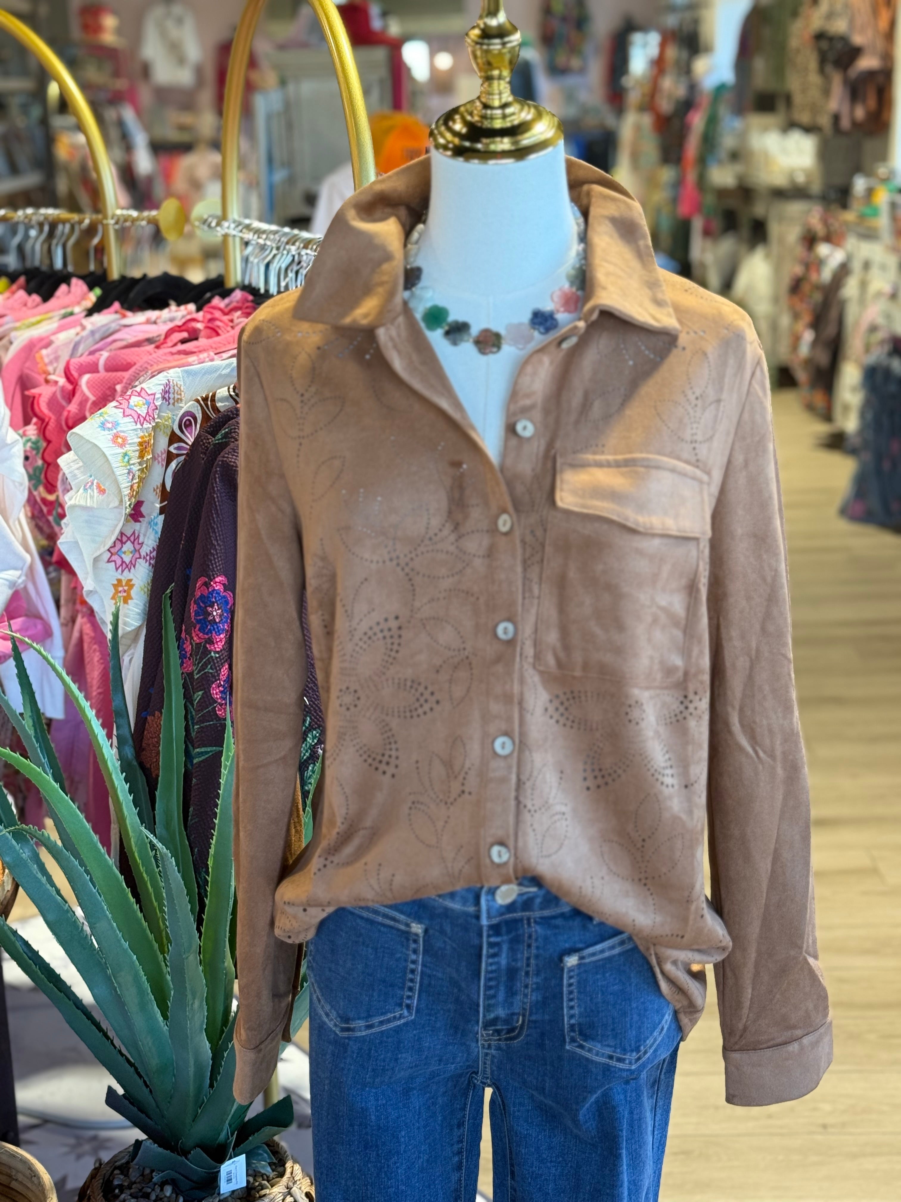 Laser Cut Suede Top