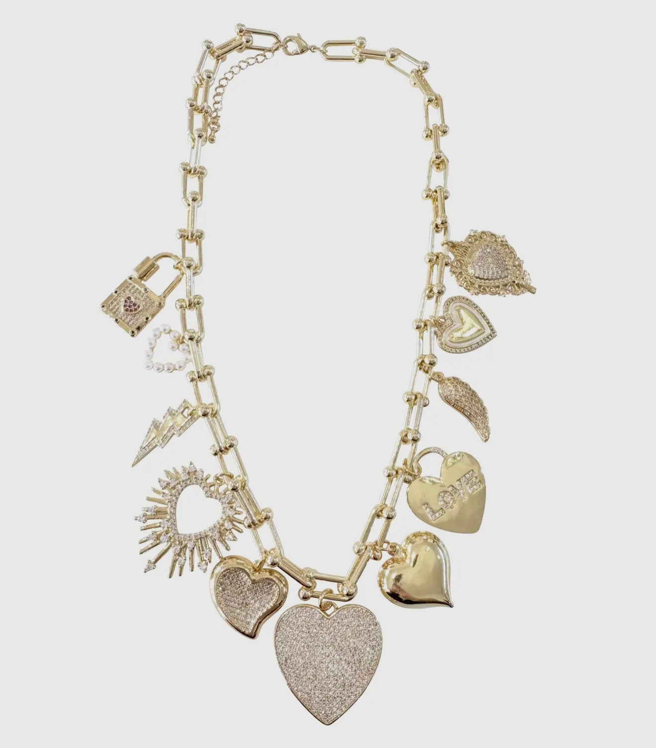 Fancy Heart Charm Necklace