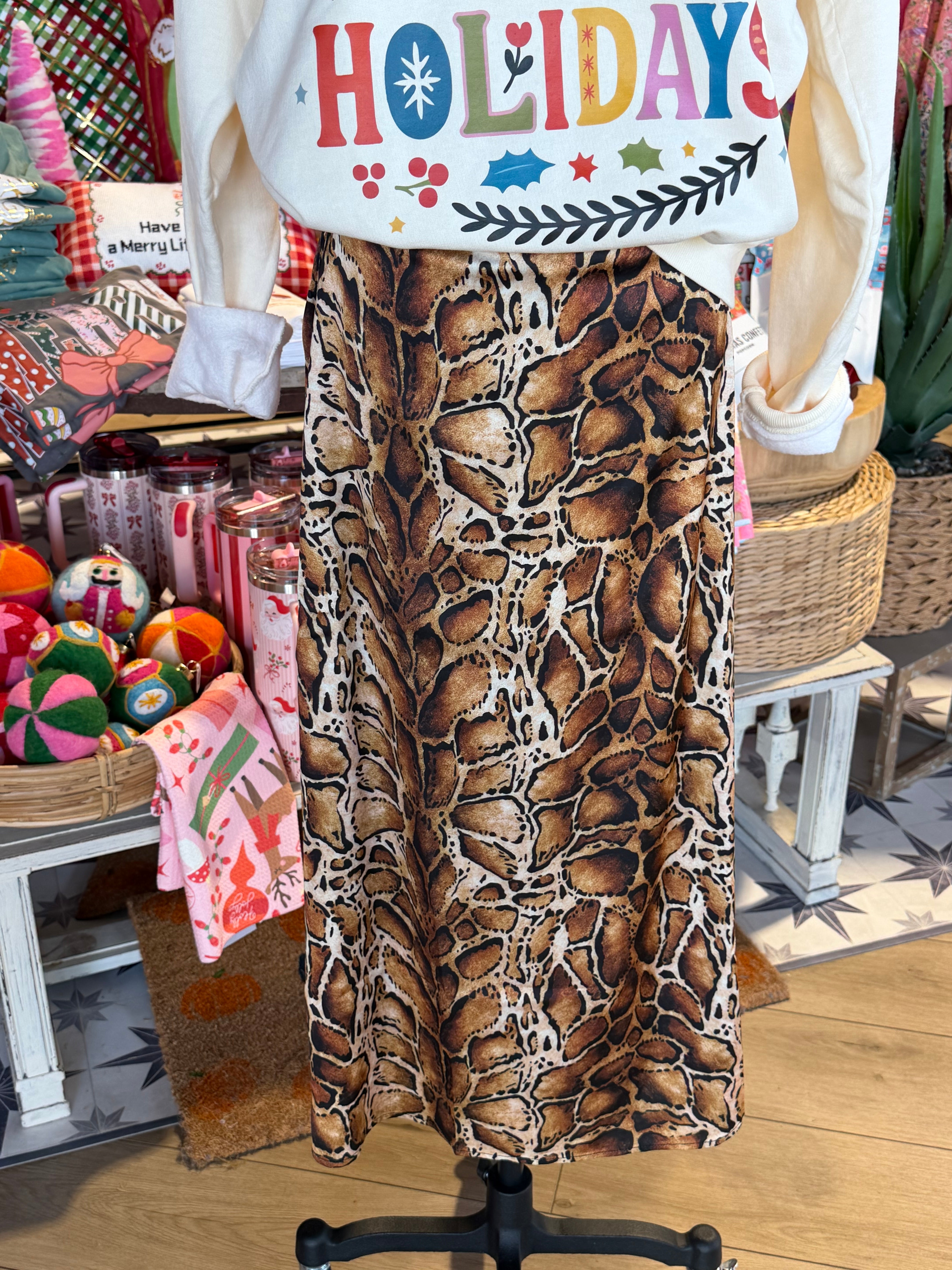 Golden Leopard A Line Skirt