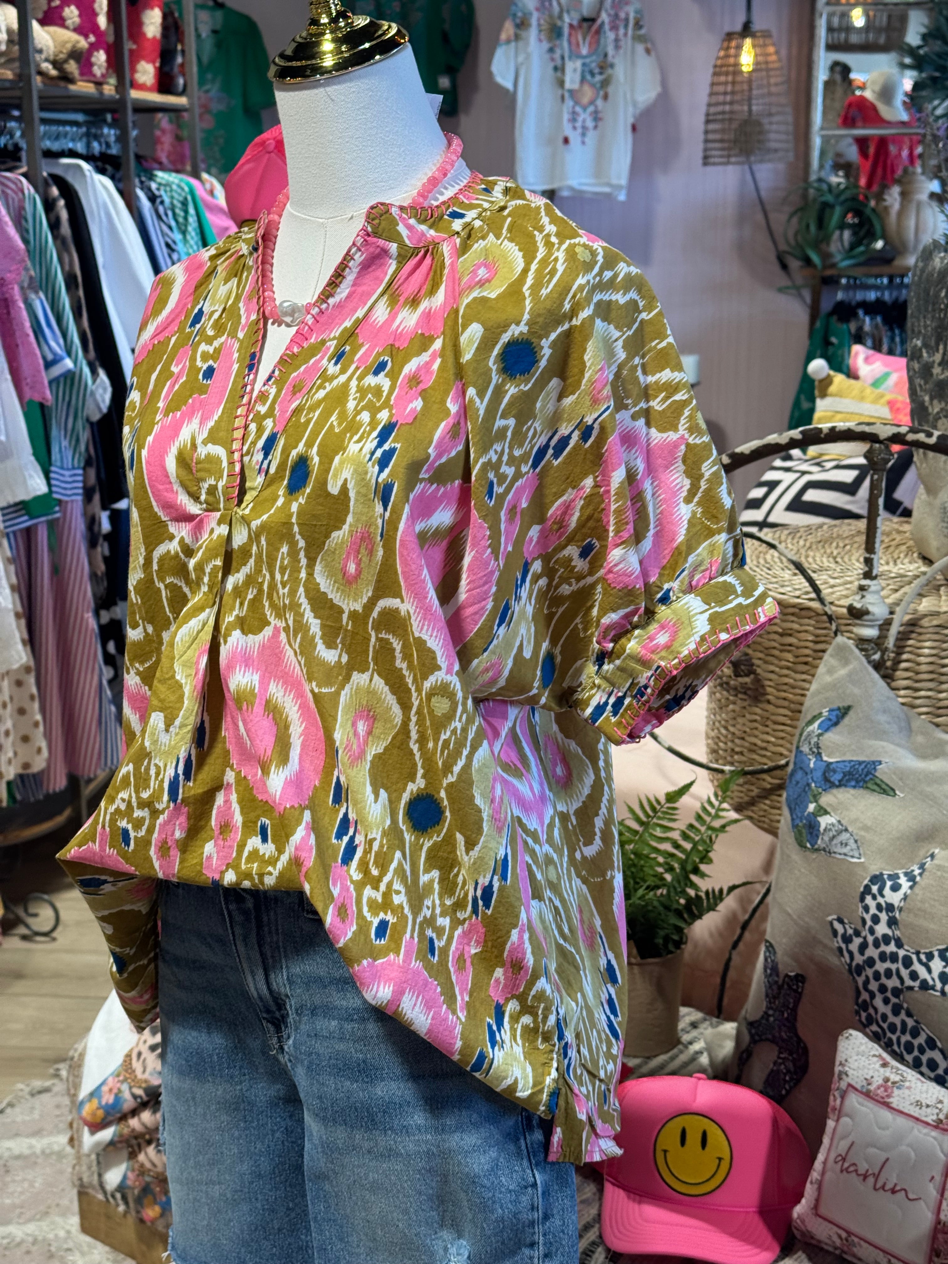 Ikat Rae Popover Top