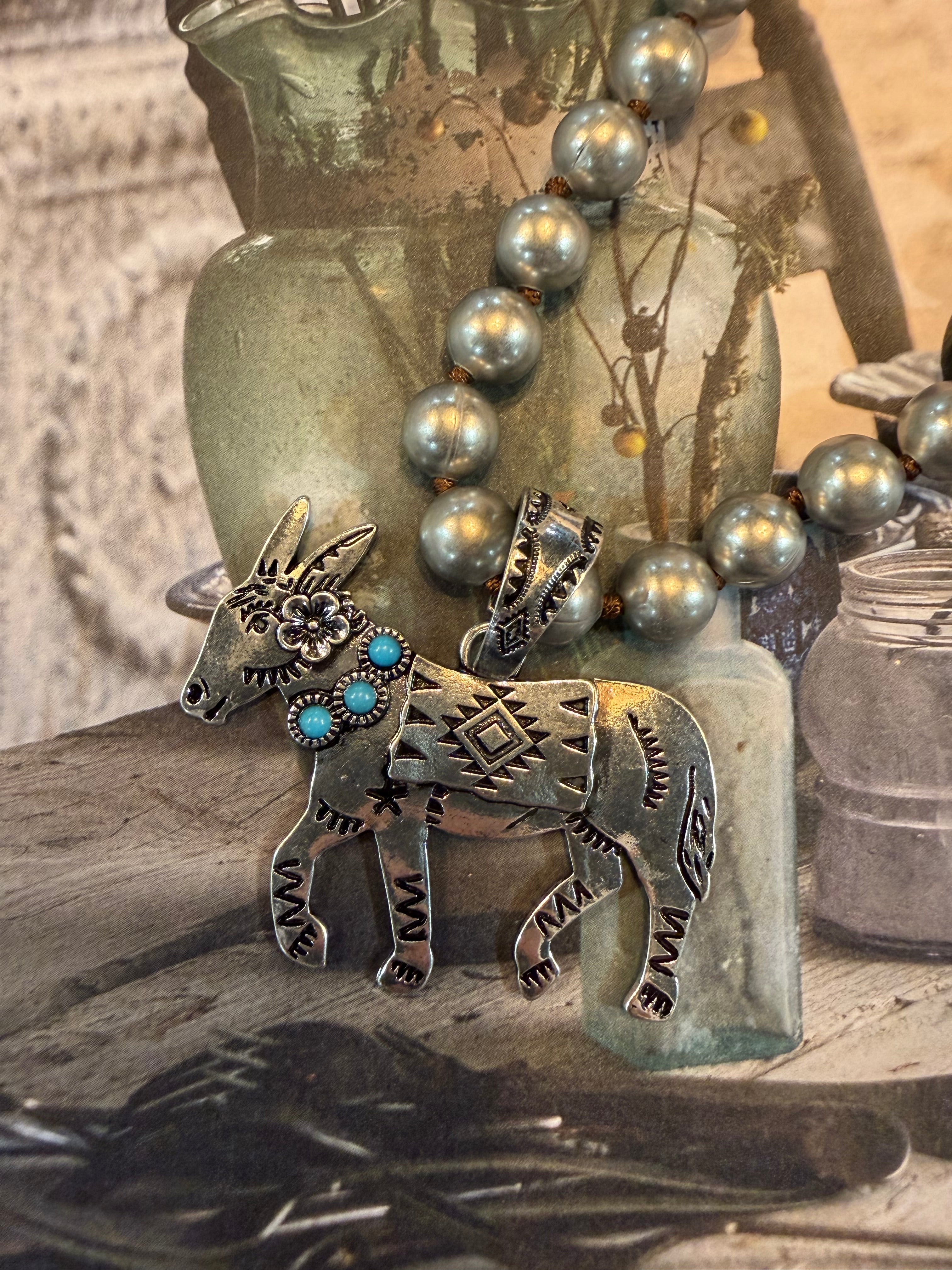 Donkey With Turquoise Necklace