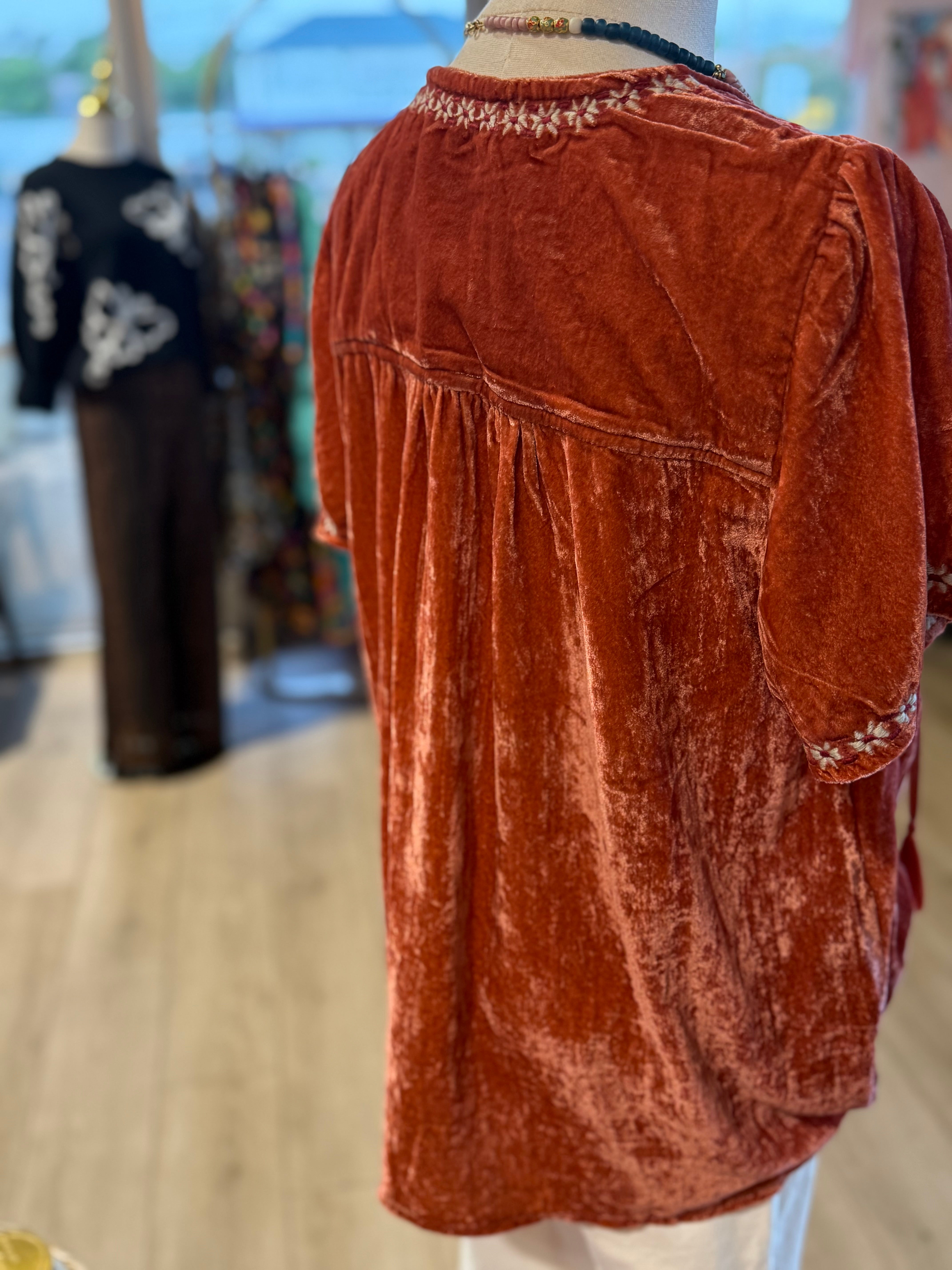 Summer Fig Embroidered Top