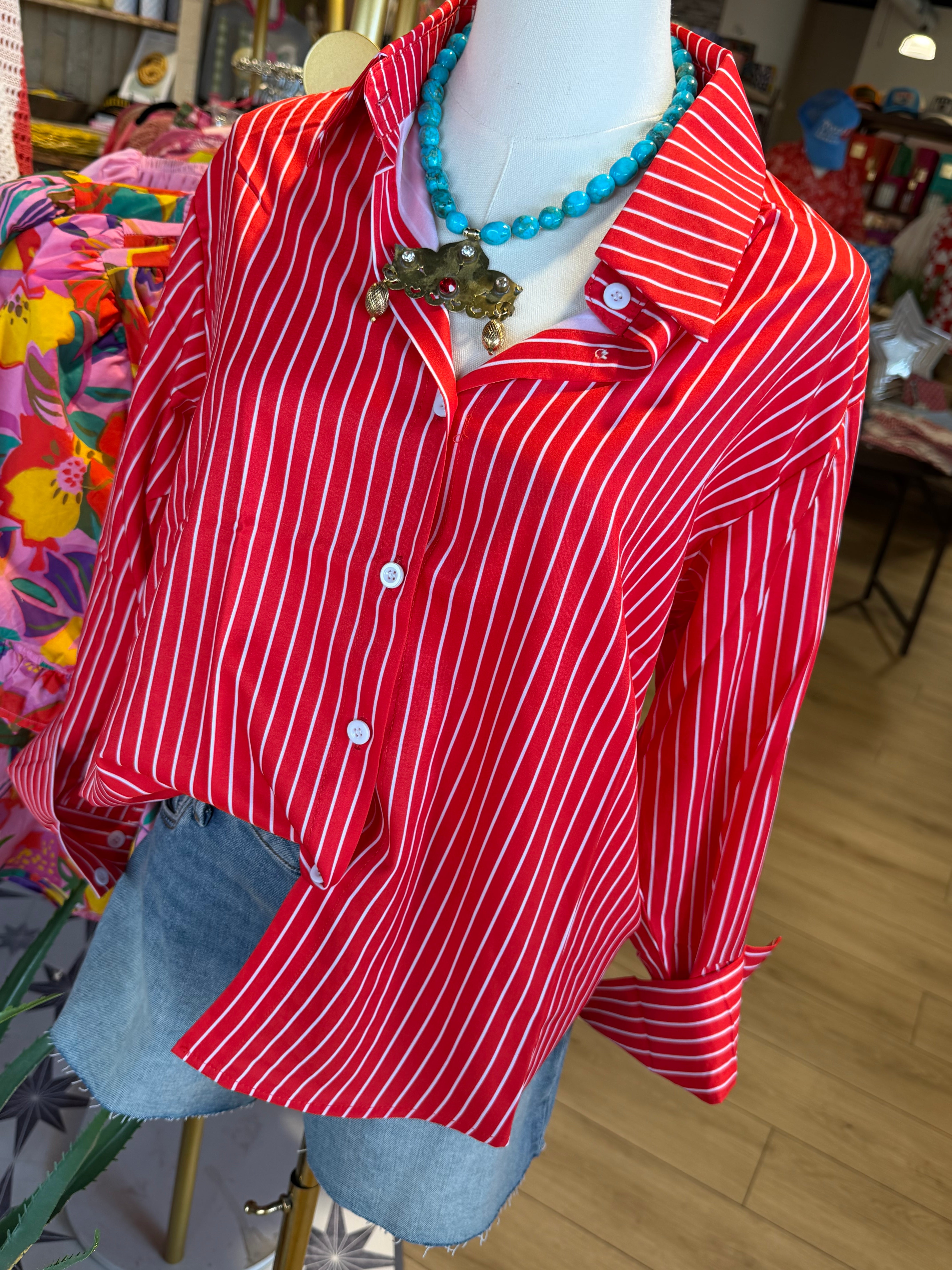 Leah Striped Satin Shirt