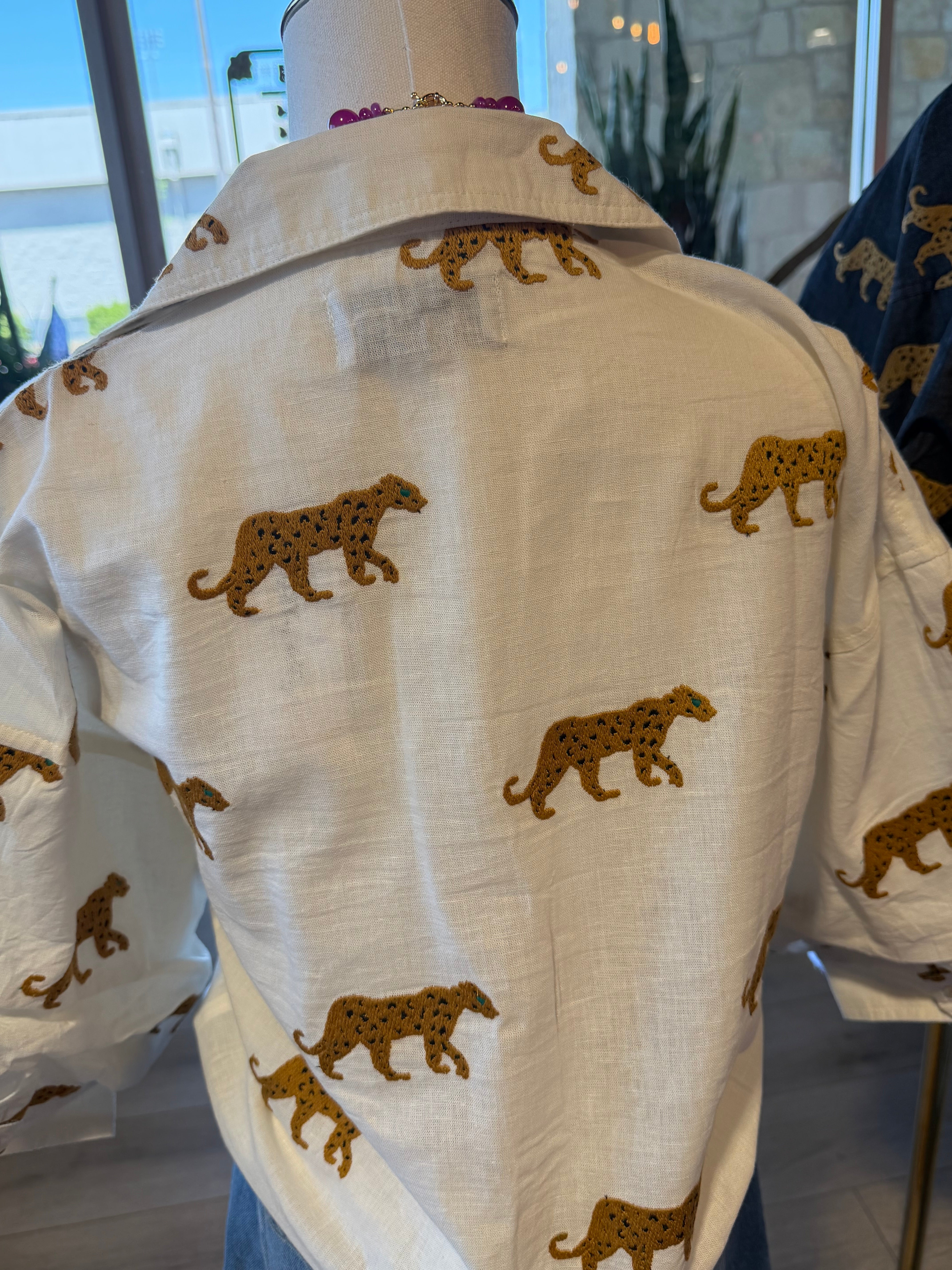 Milano Top  with Embroidered Cheetahs- 2 Colors