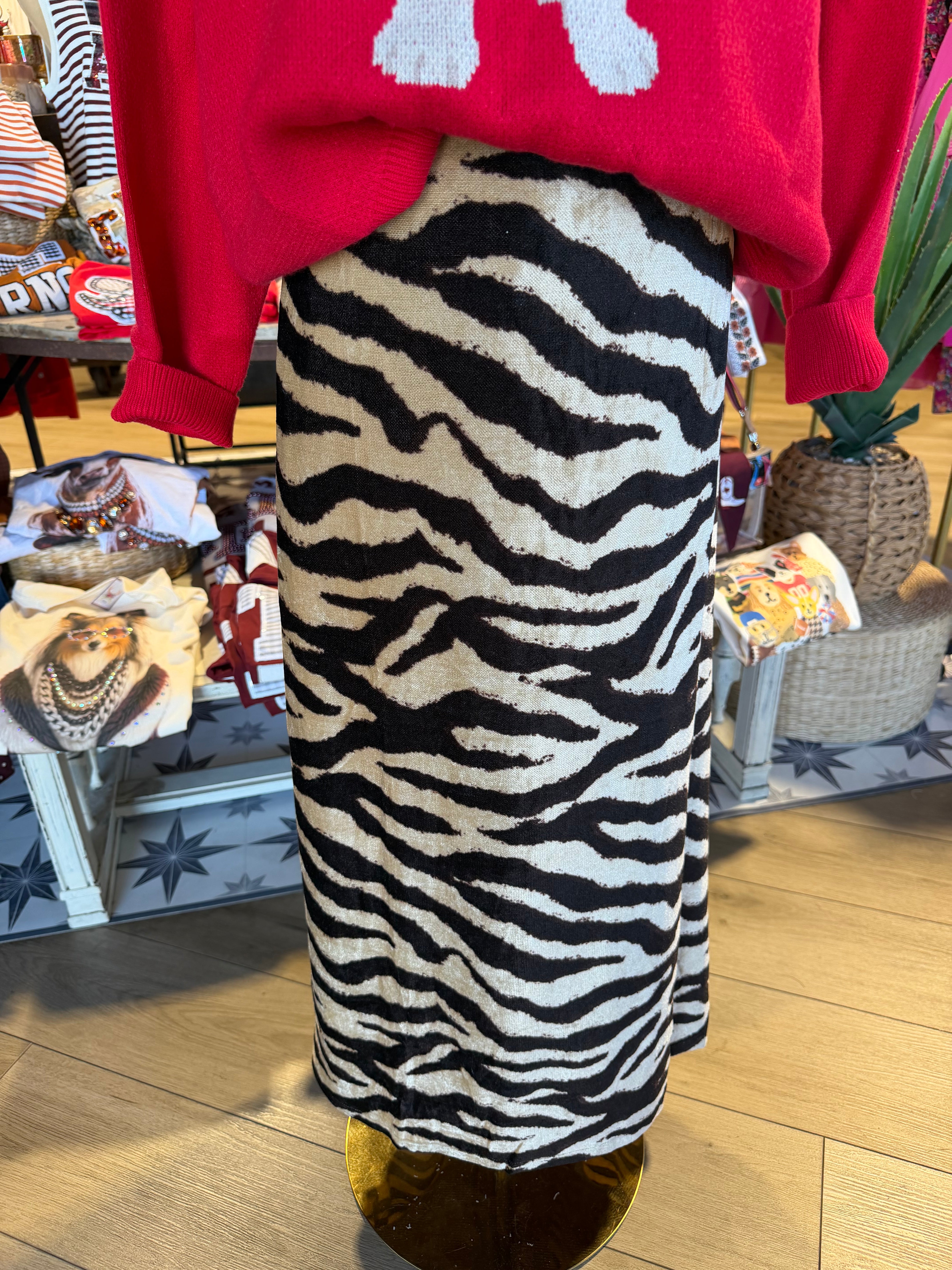 Zebra print maxi skirt