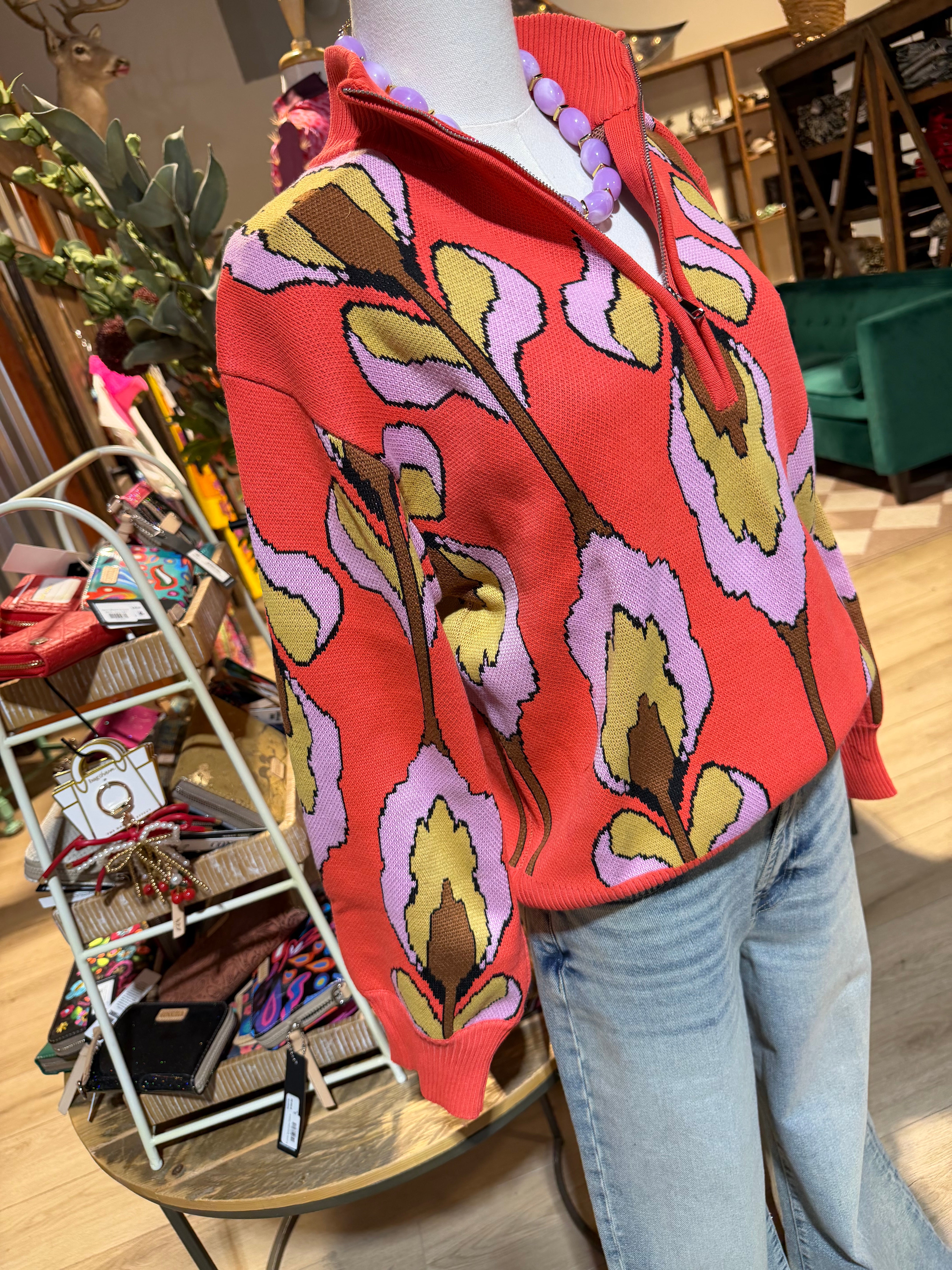 Floral Printed Sweater Top