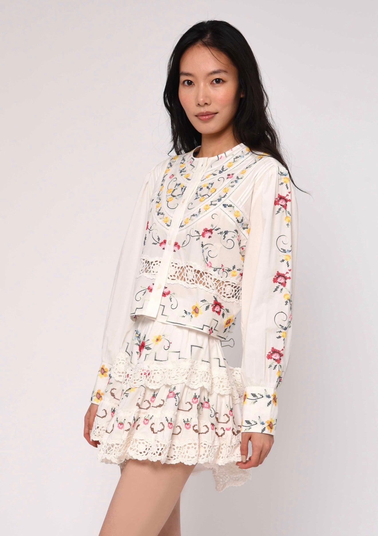 Tea Rose Embroidery Top
