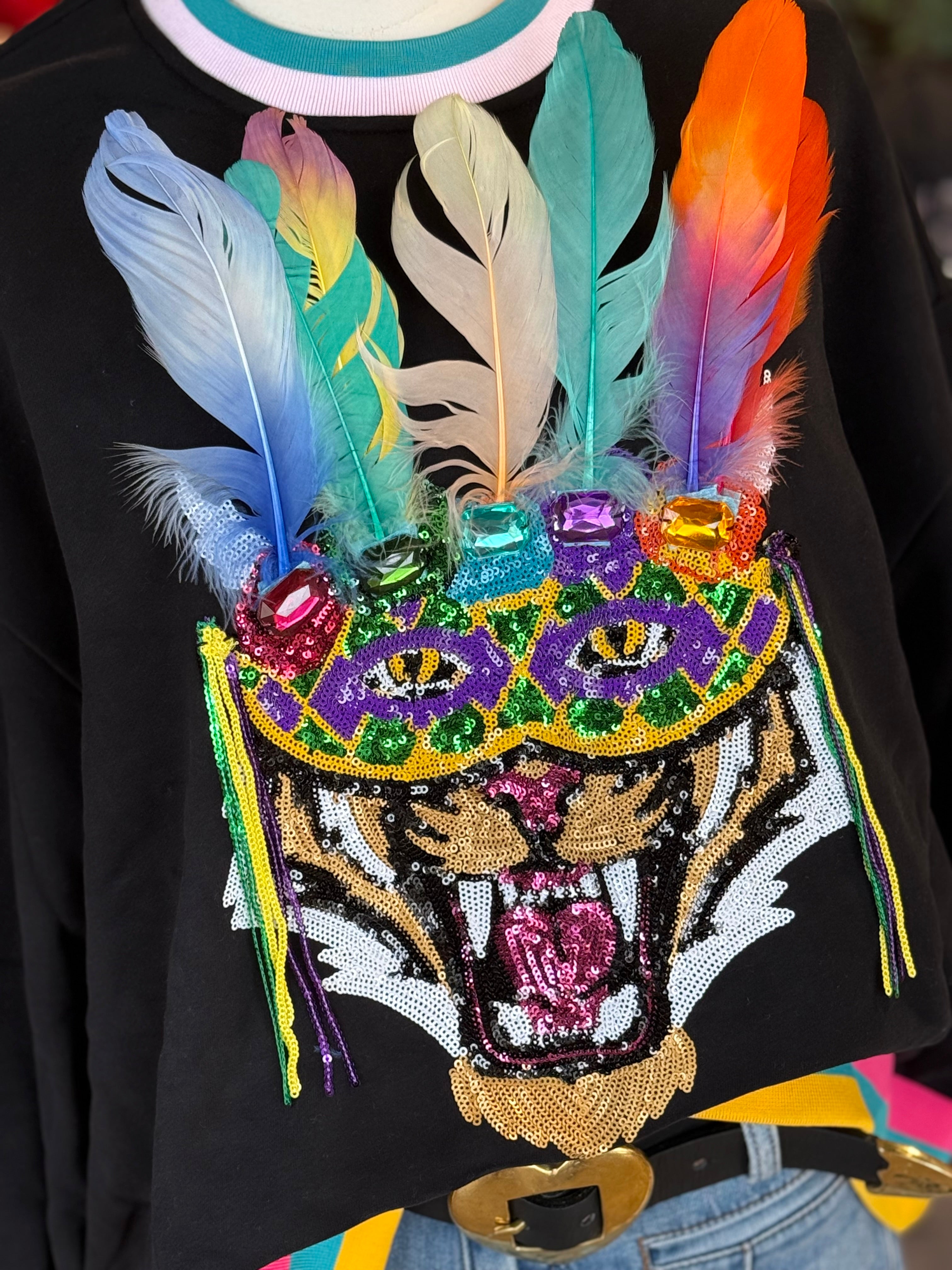 Tiger With Mardi Gras Mask