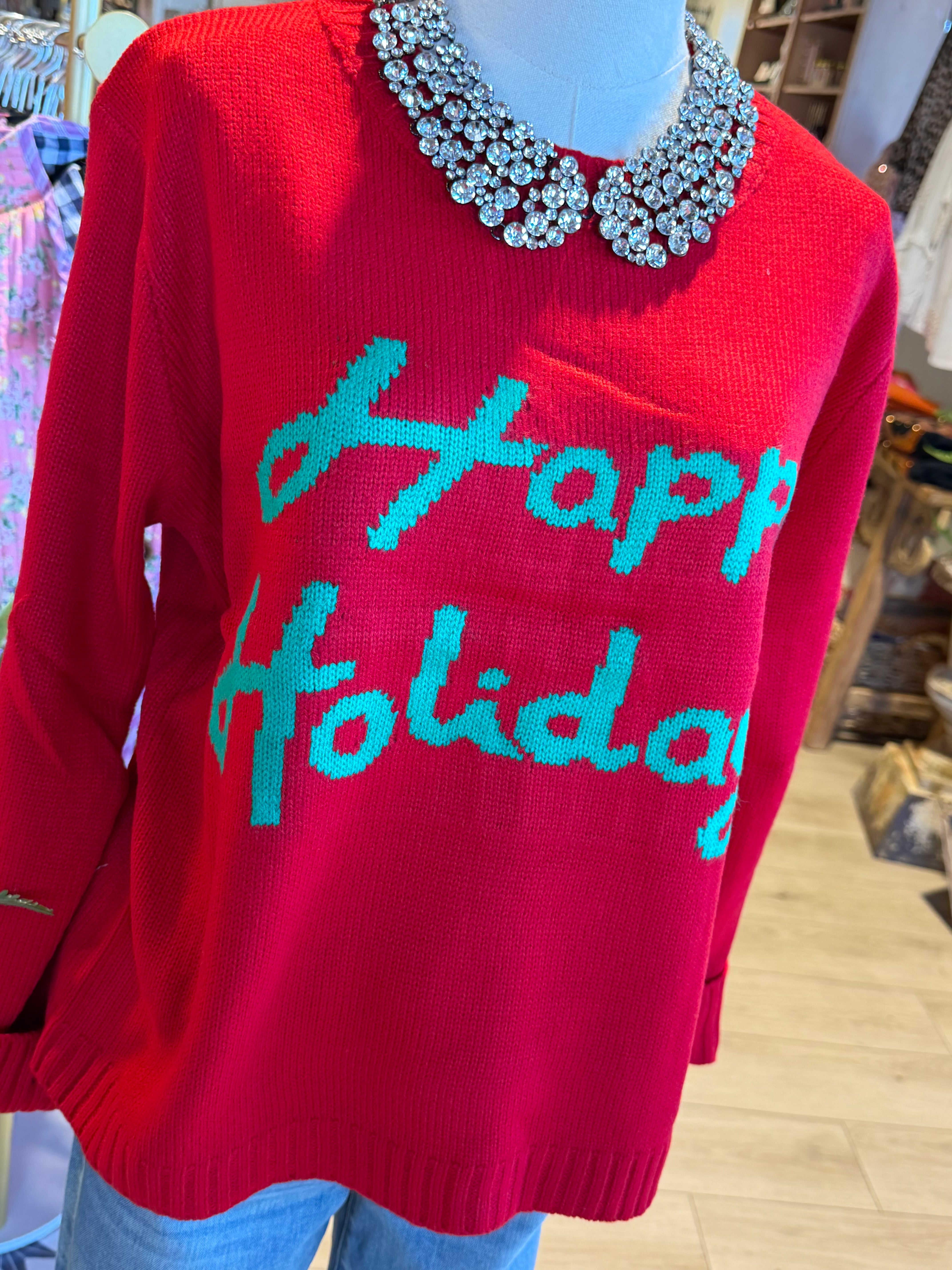 Red Happy Holiday Sweater