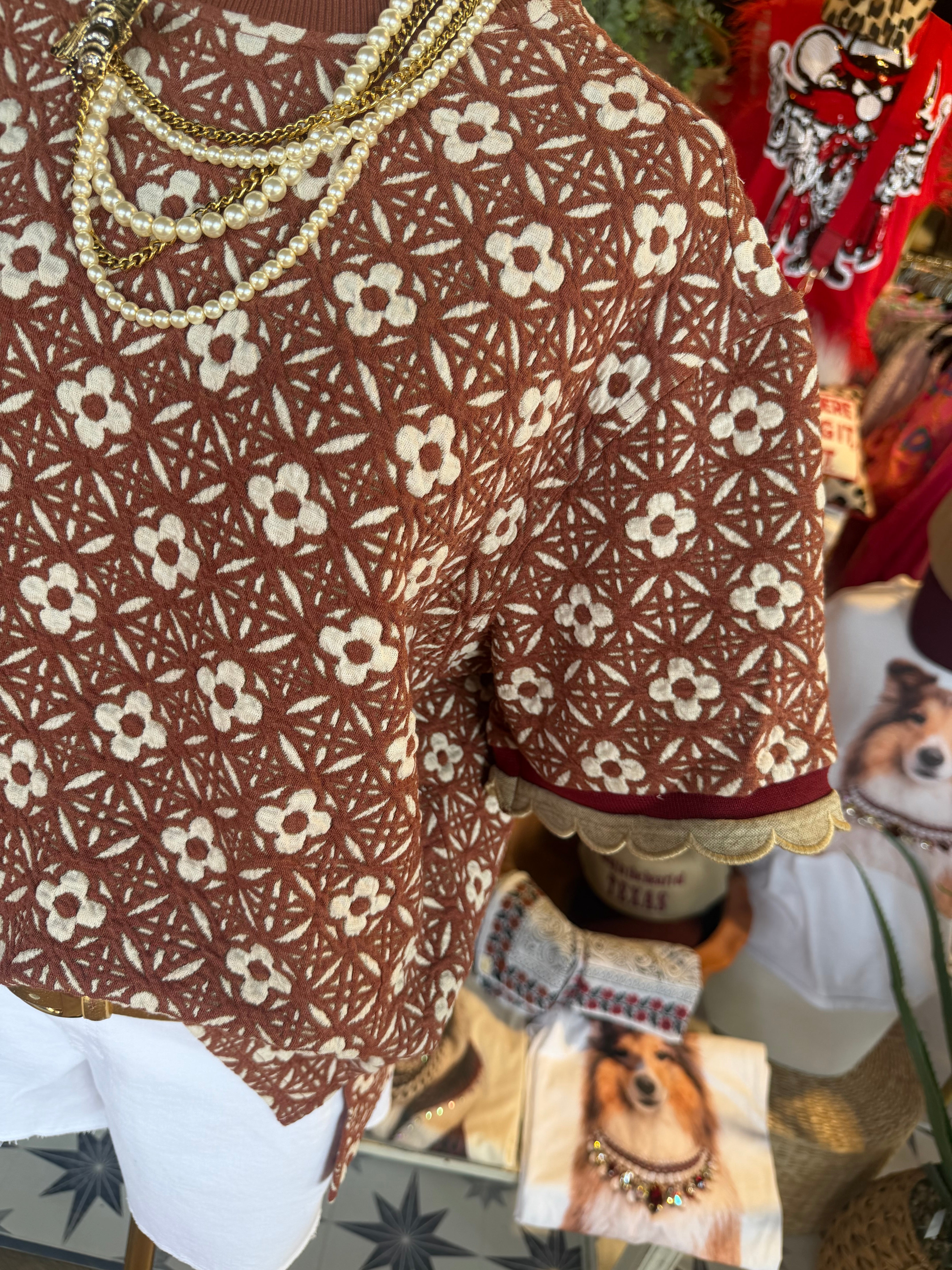 Jacquard Rust Top