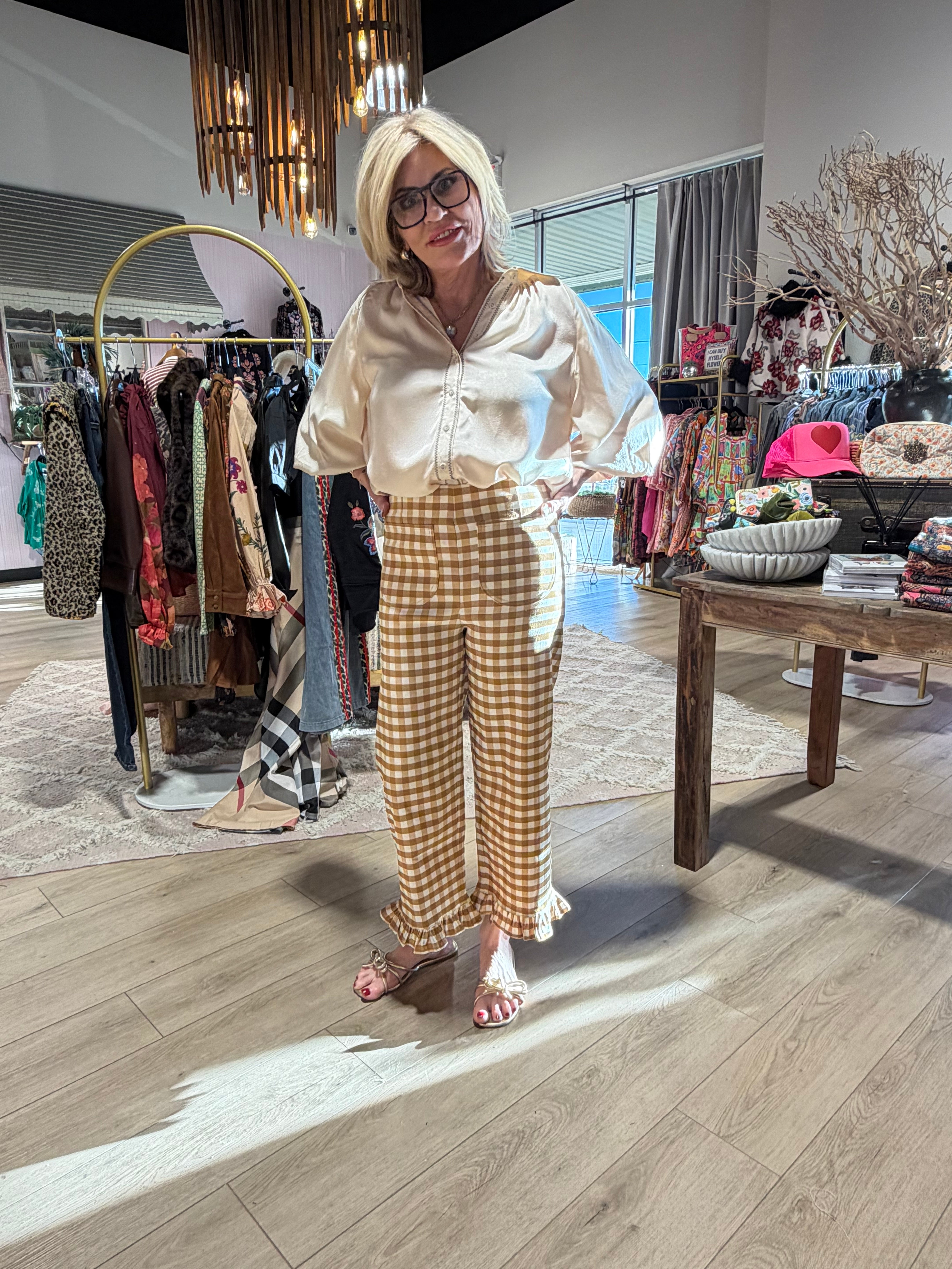 Gingham Ruffle Pants