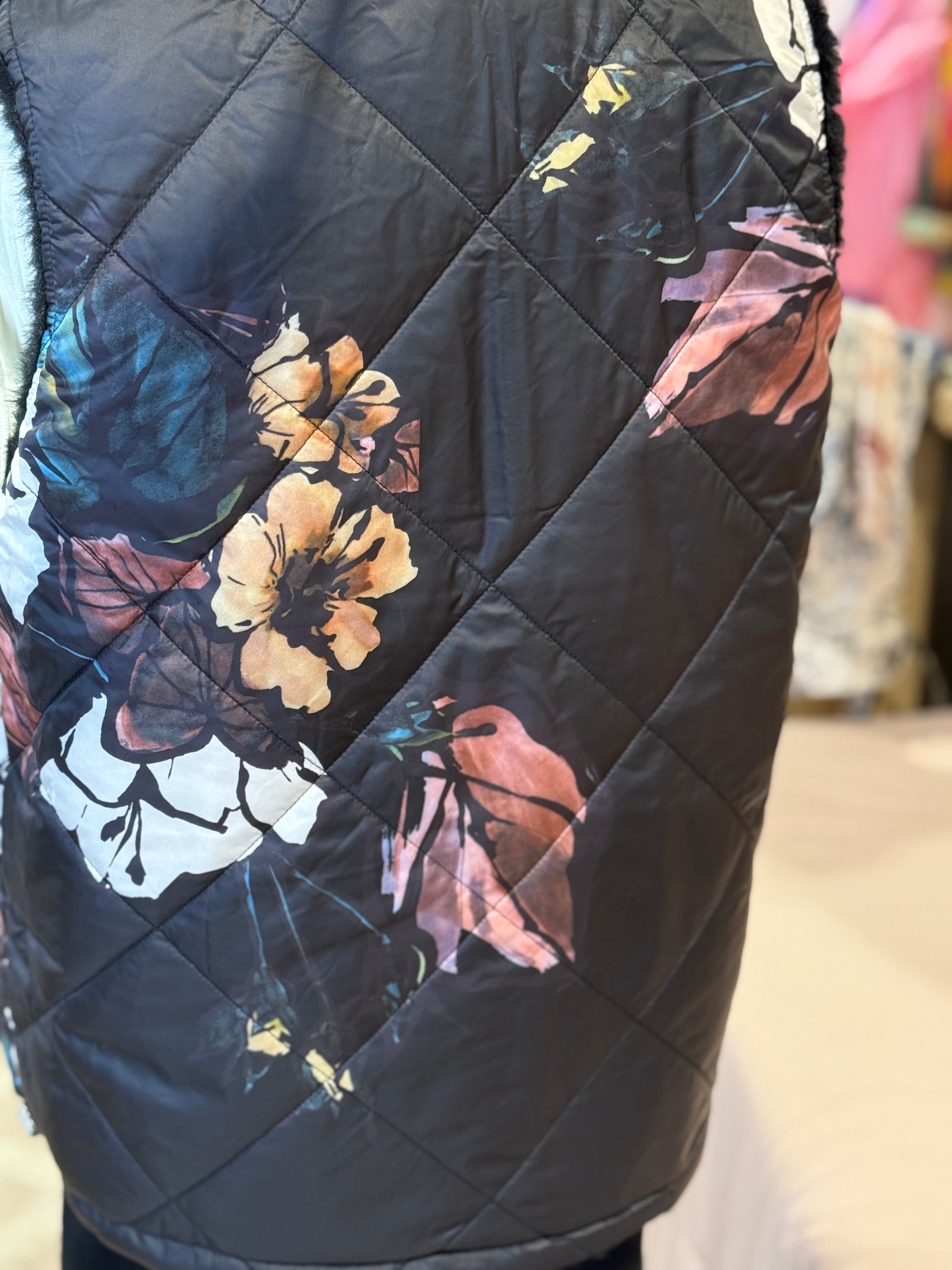 Reversible Fur/Floral Vest