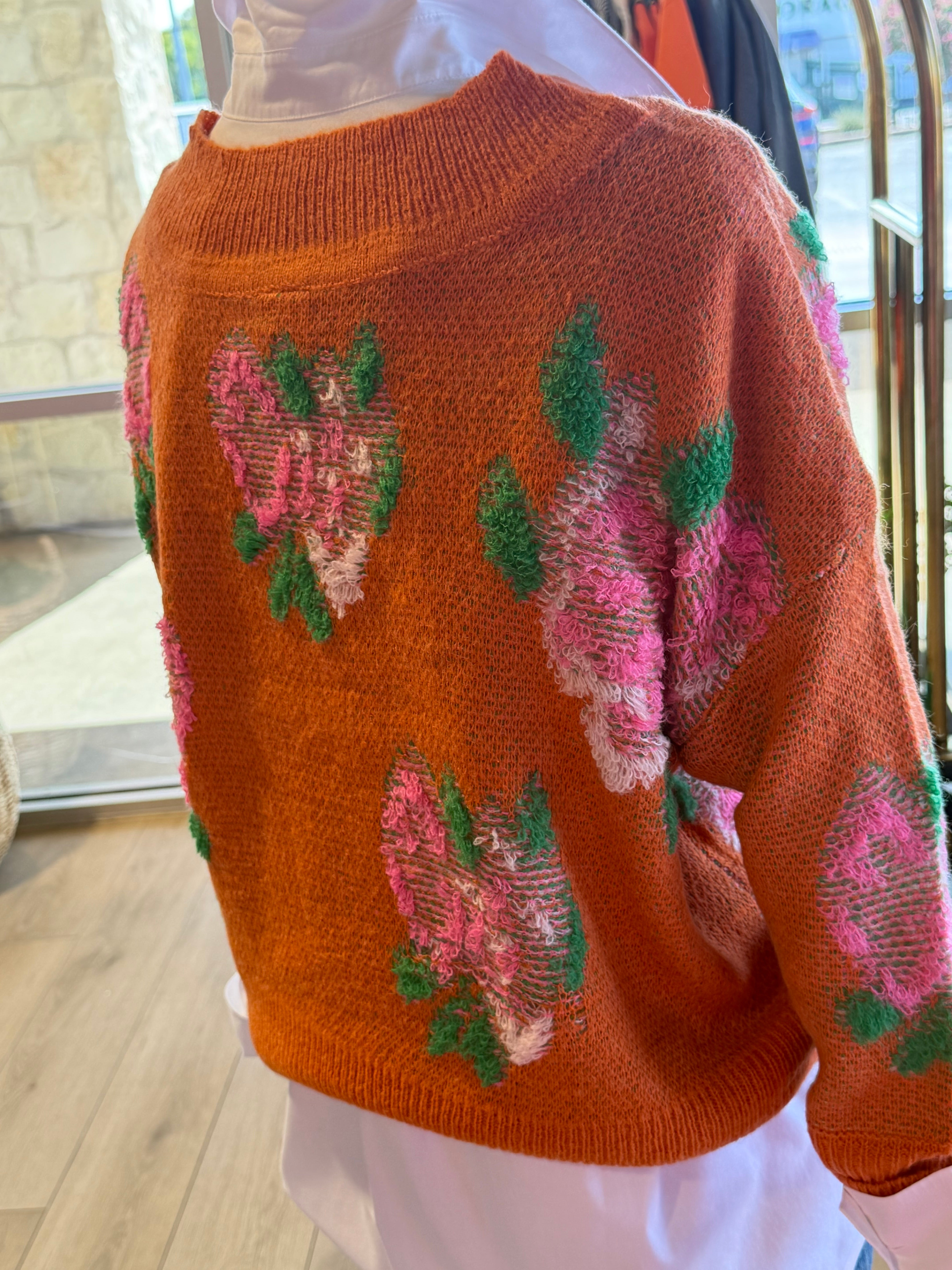 3D  Floral Sweater
