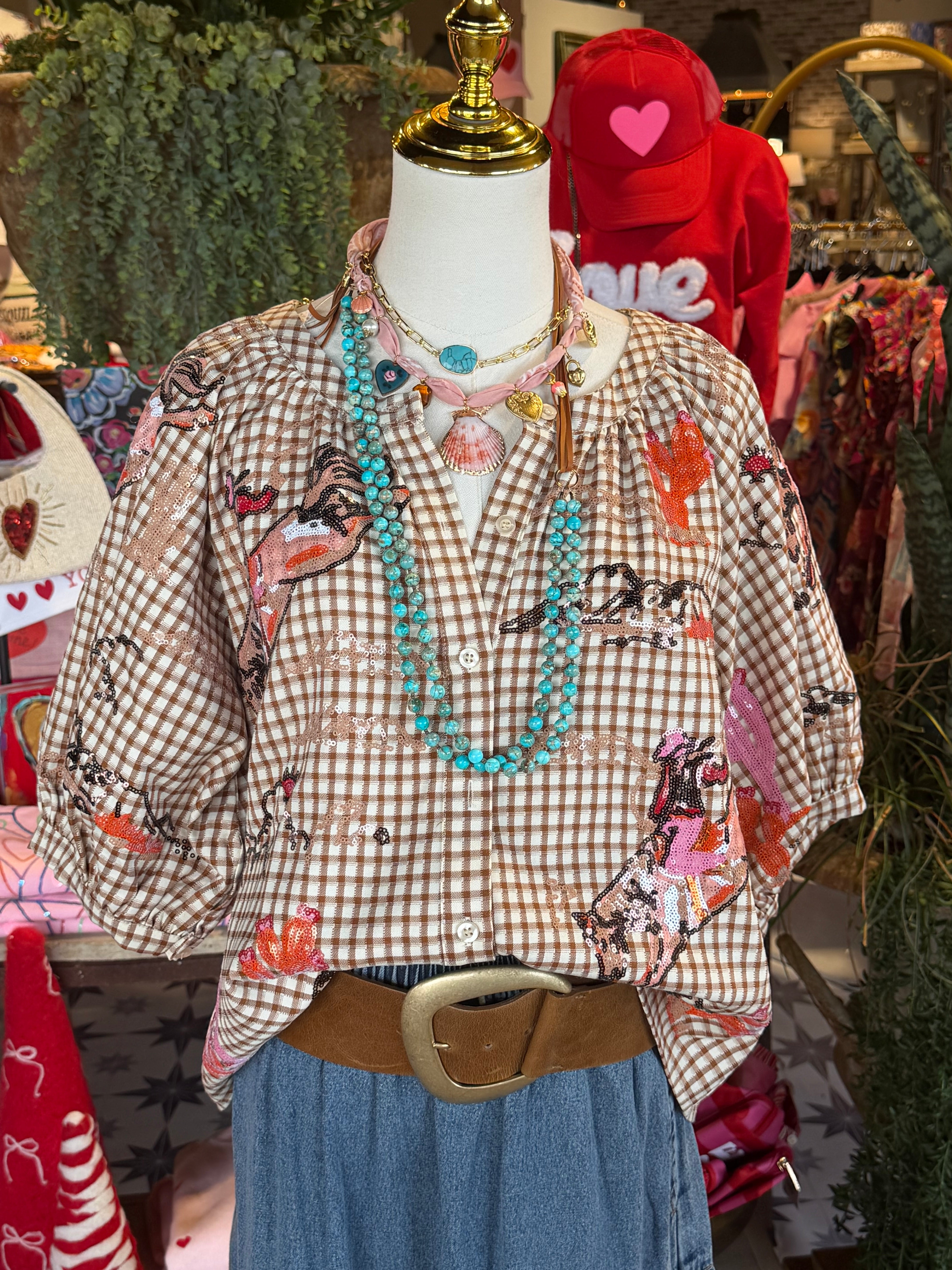 Gingham Bucking Cowgirl Set