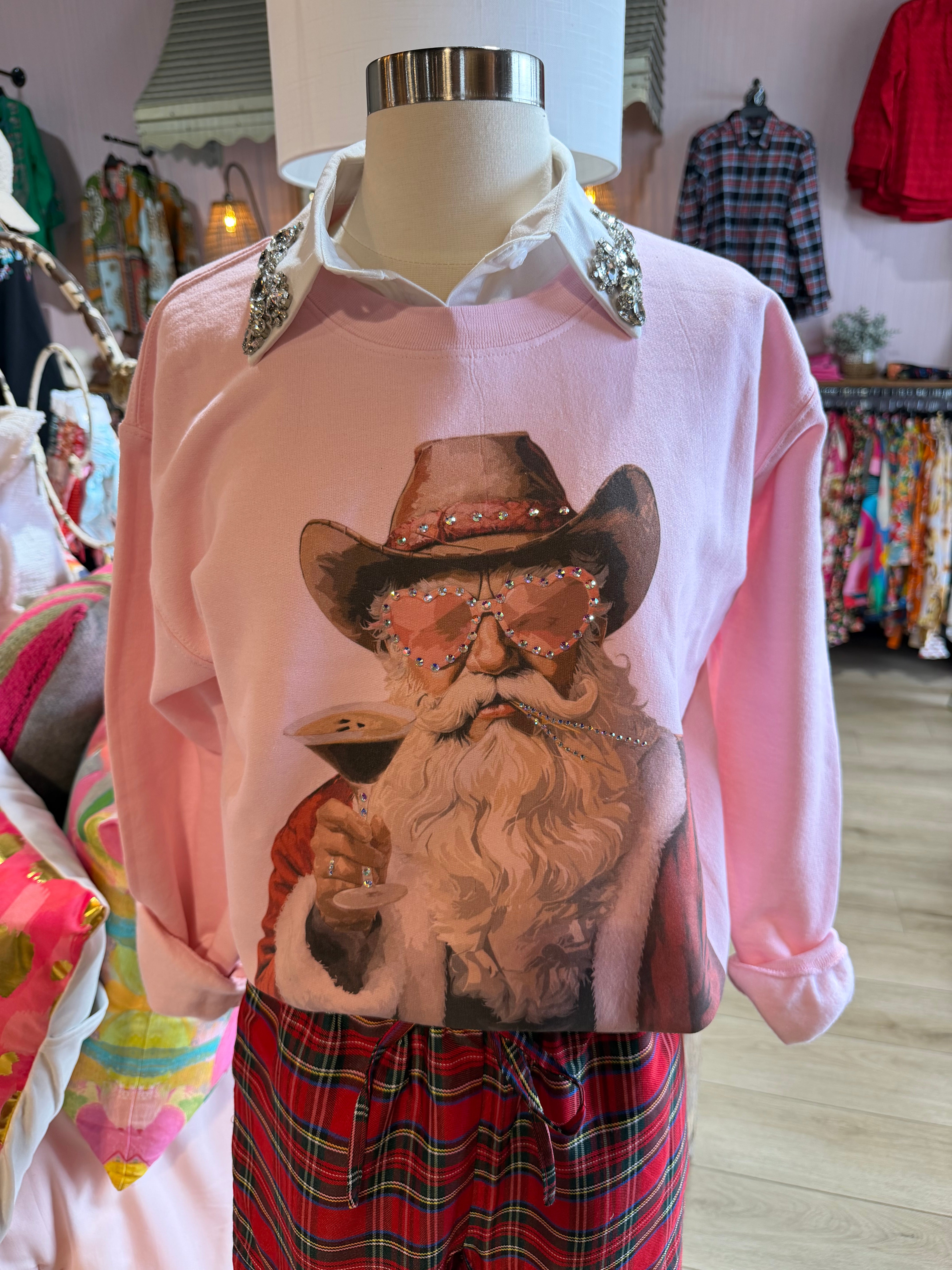 Espresso Cowboy Santa Crewneck