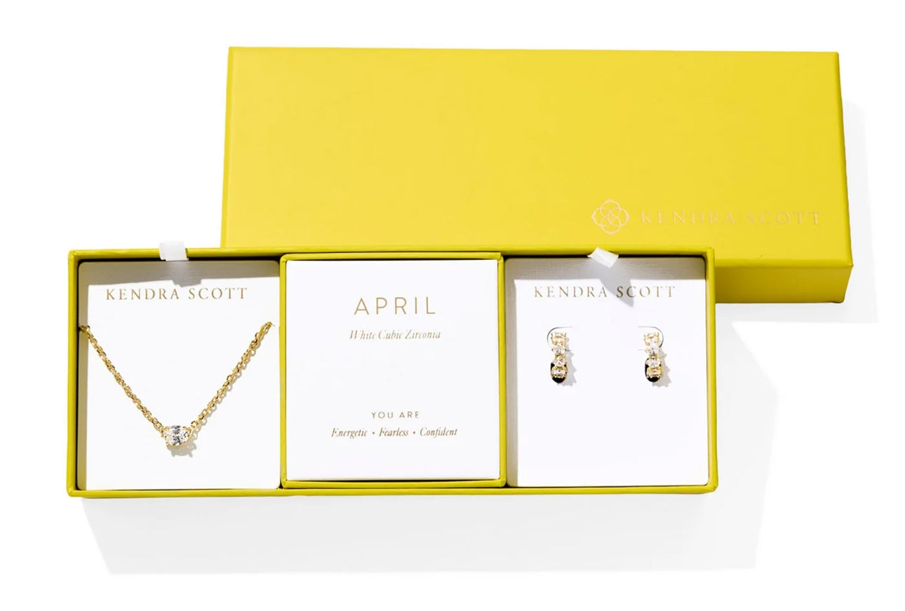 Cailin April Birthstone Necklace/Huggie Gift Set