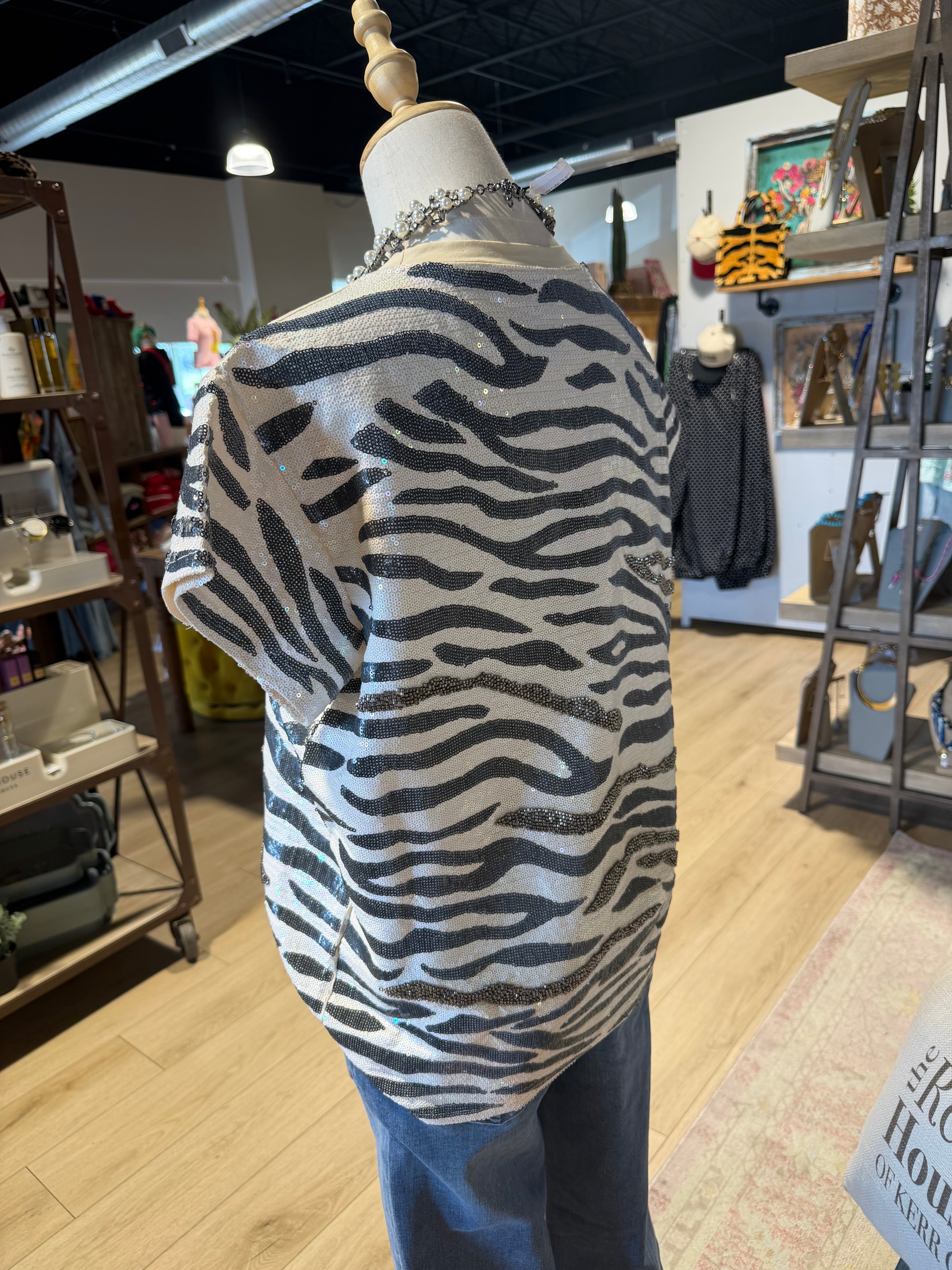 Sequin Zebra Tee