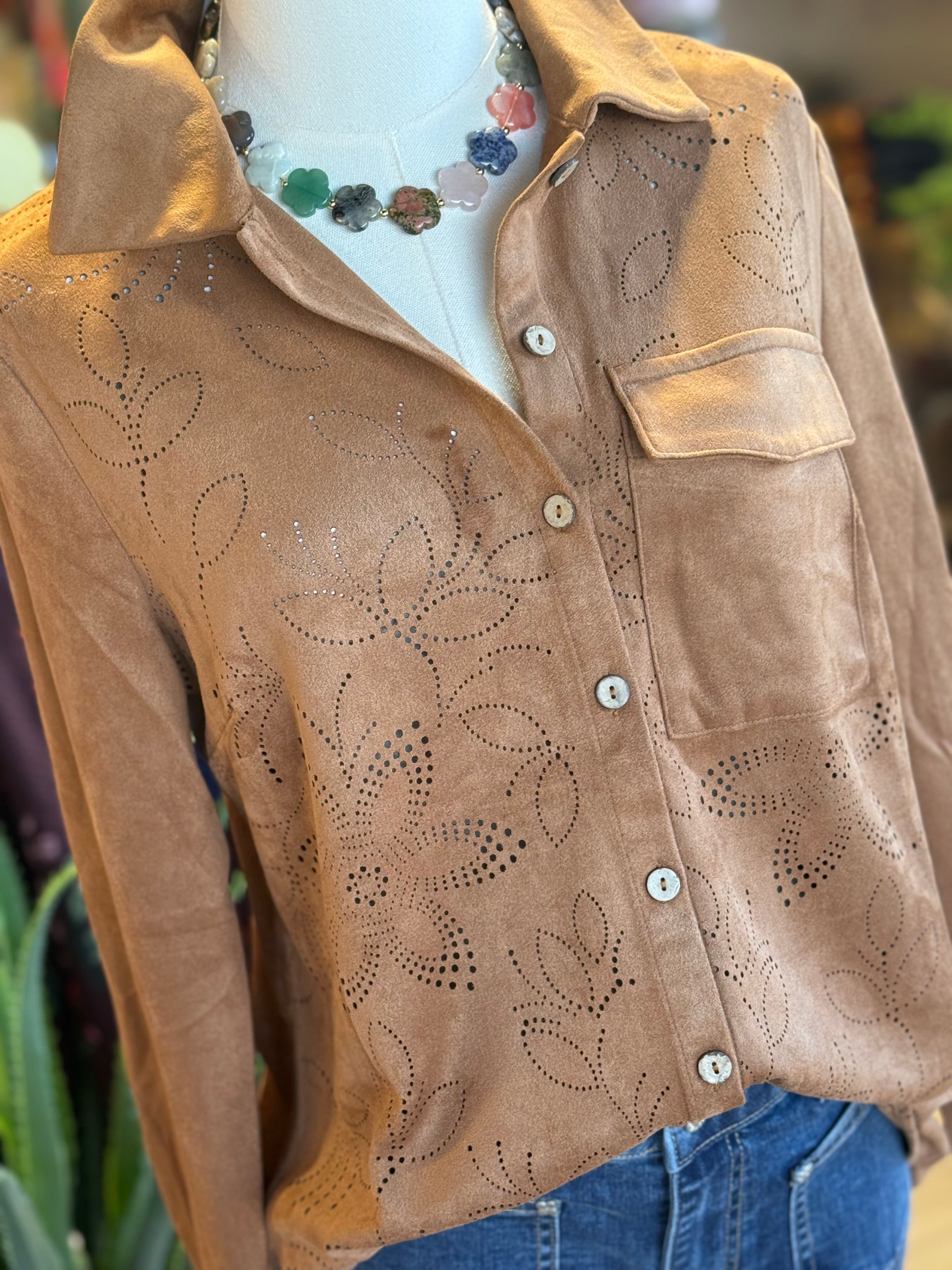 Laser Cut Suede Top
