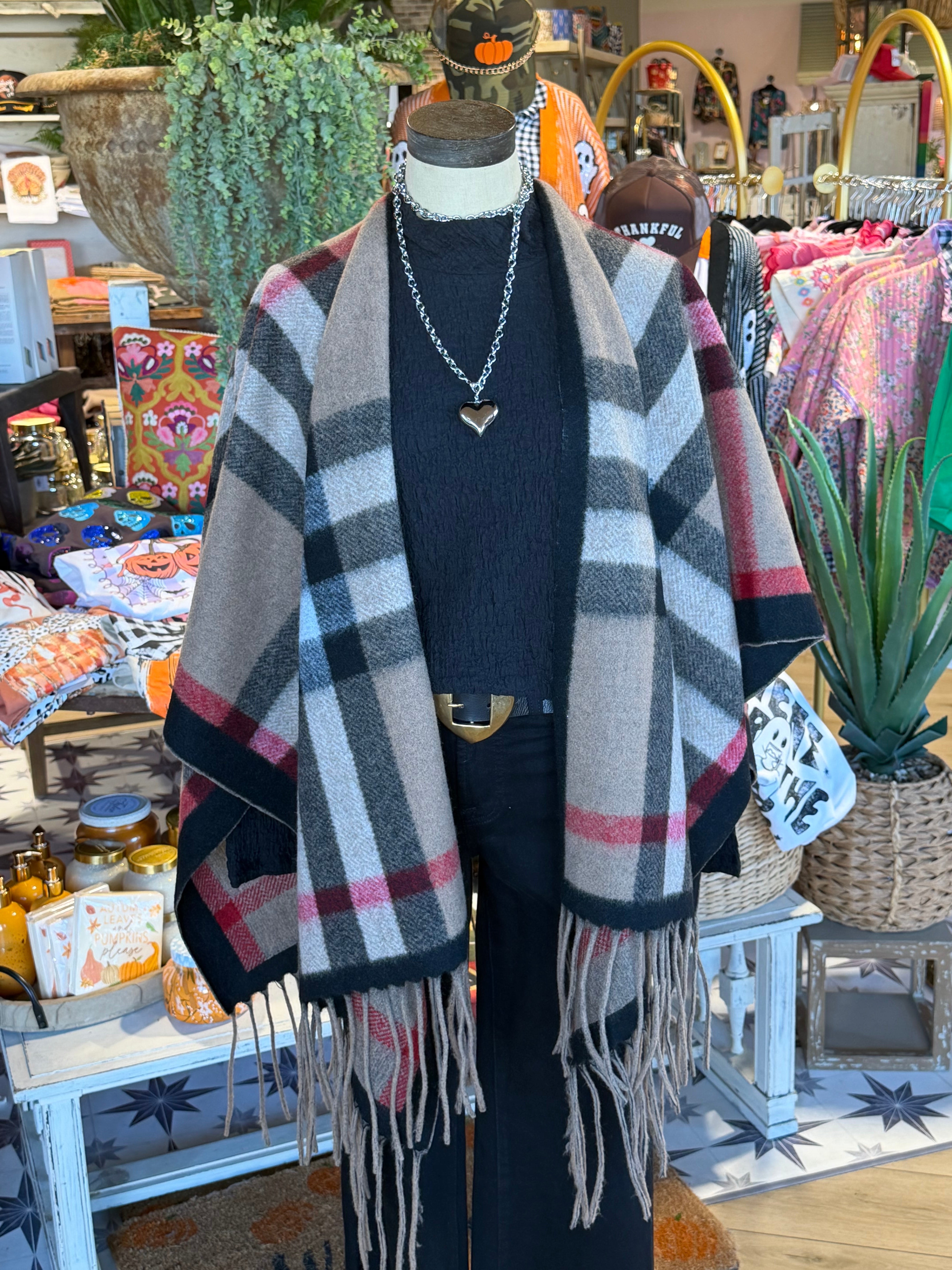 Ruana Plaid Cape