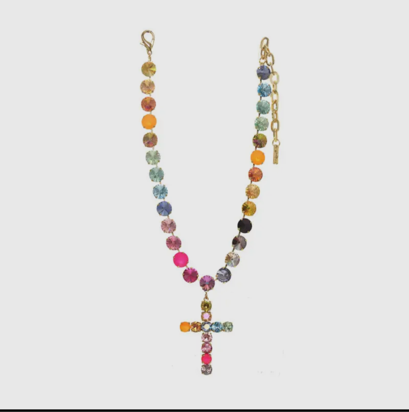 Rainbow Cross Necklace