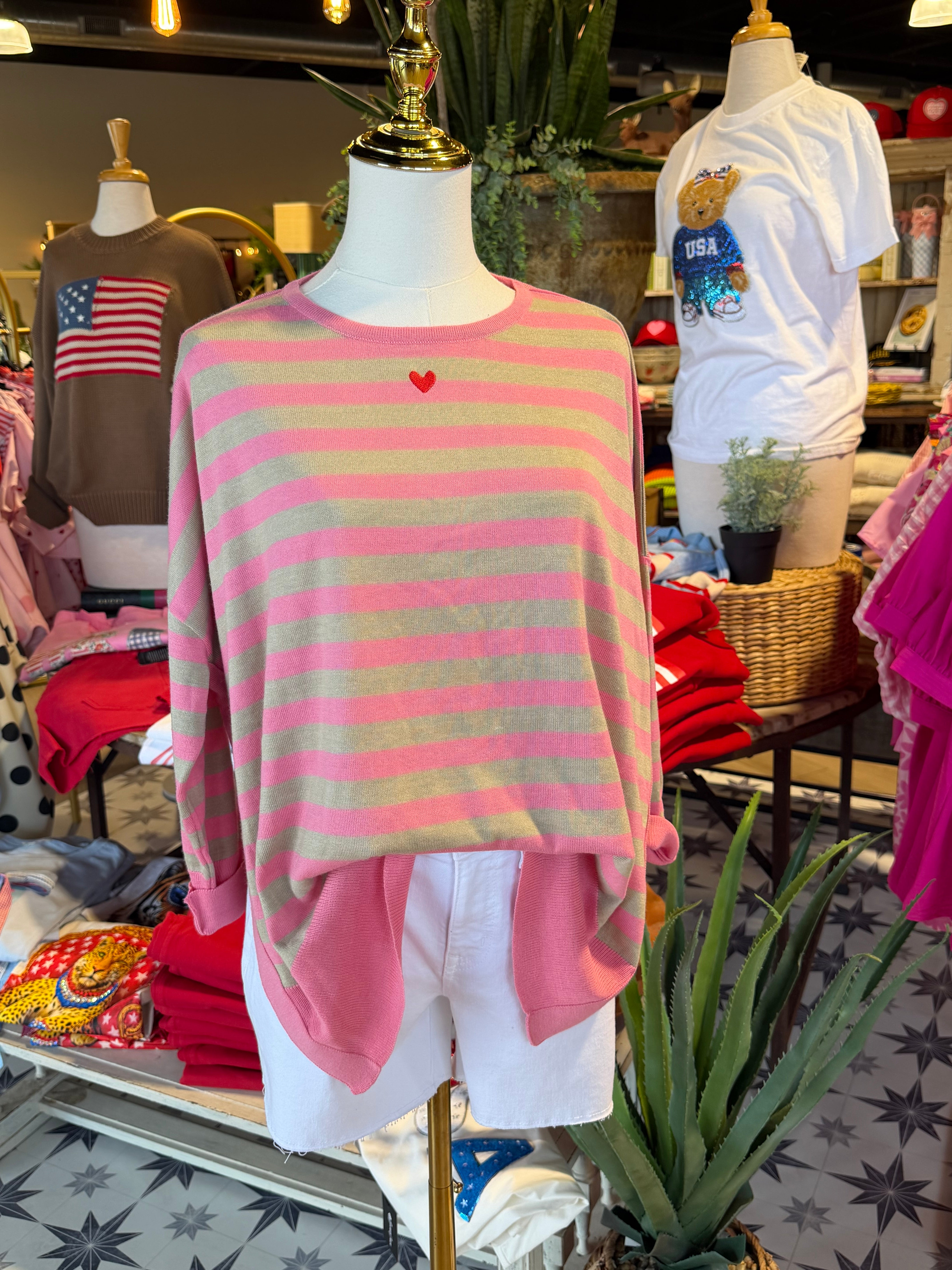 Amour XO Sweater - Pink / khaki
