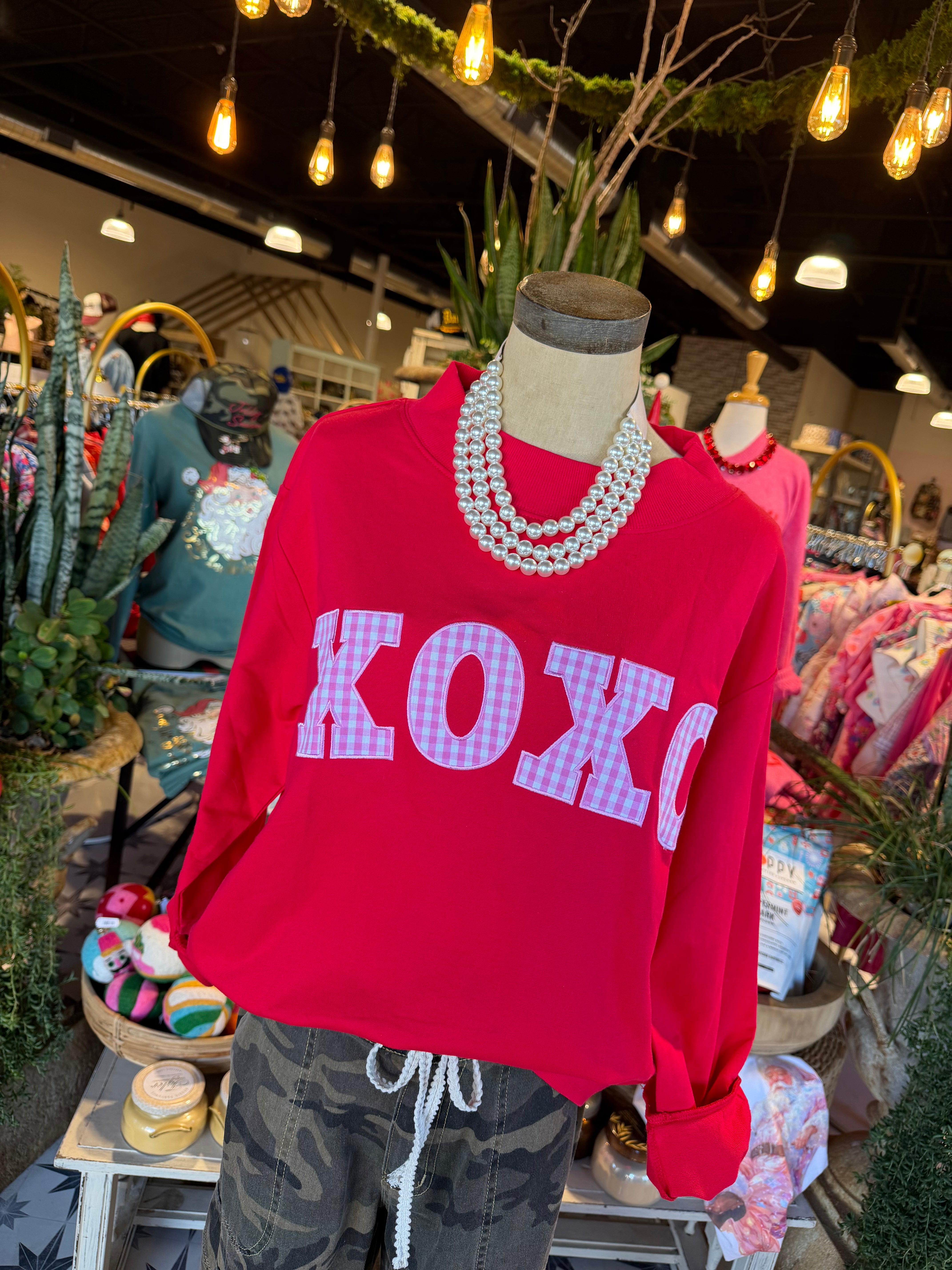 Xoxo Gingham Sweatshirt