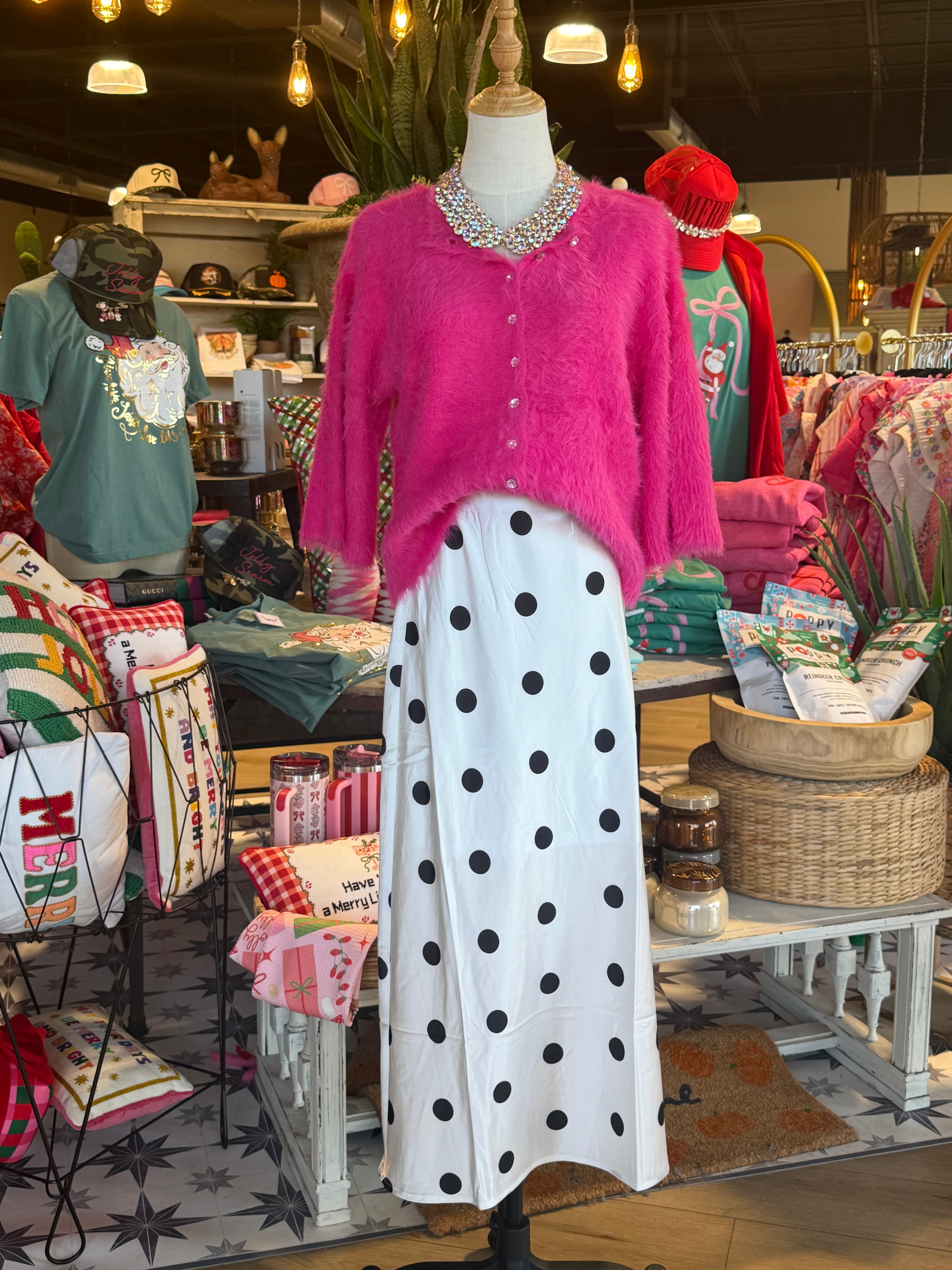 Polka Dot Satin Skirt