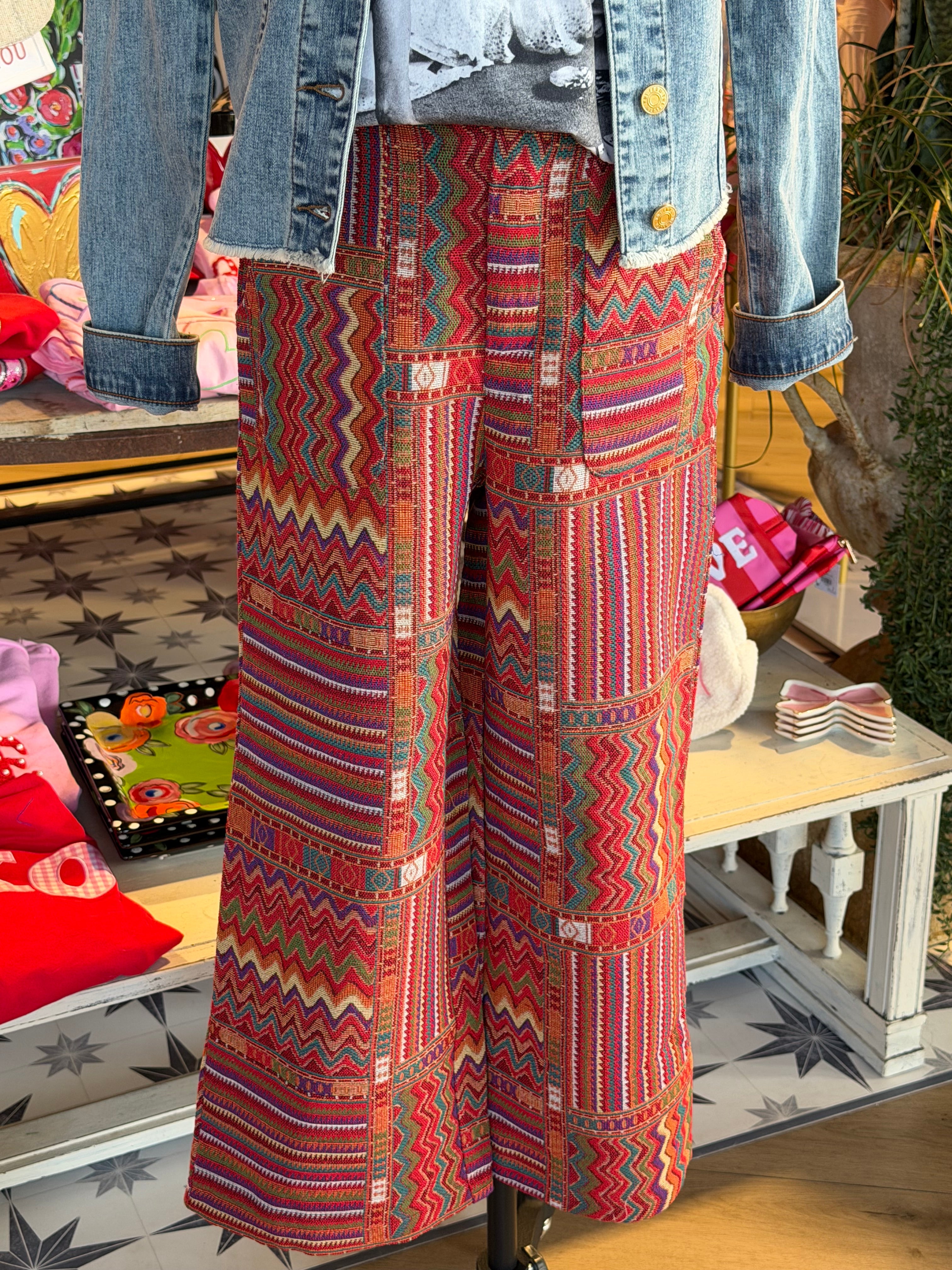 Red Patchwork Pants***