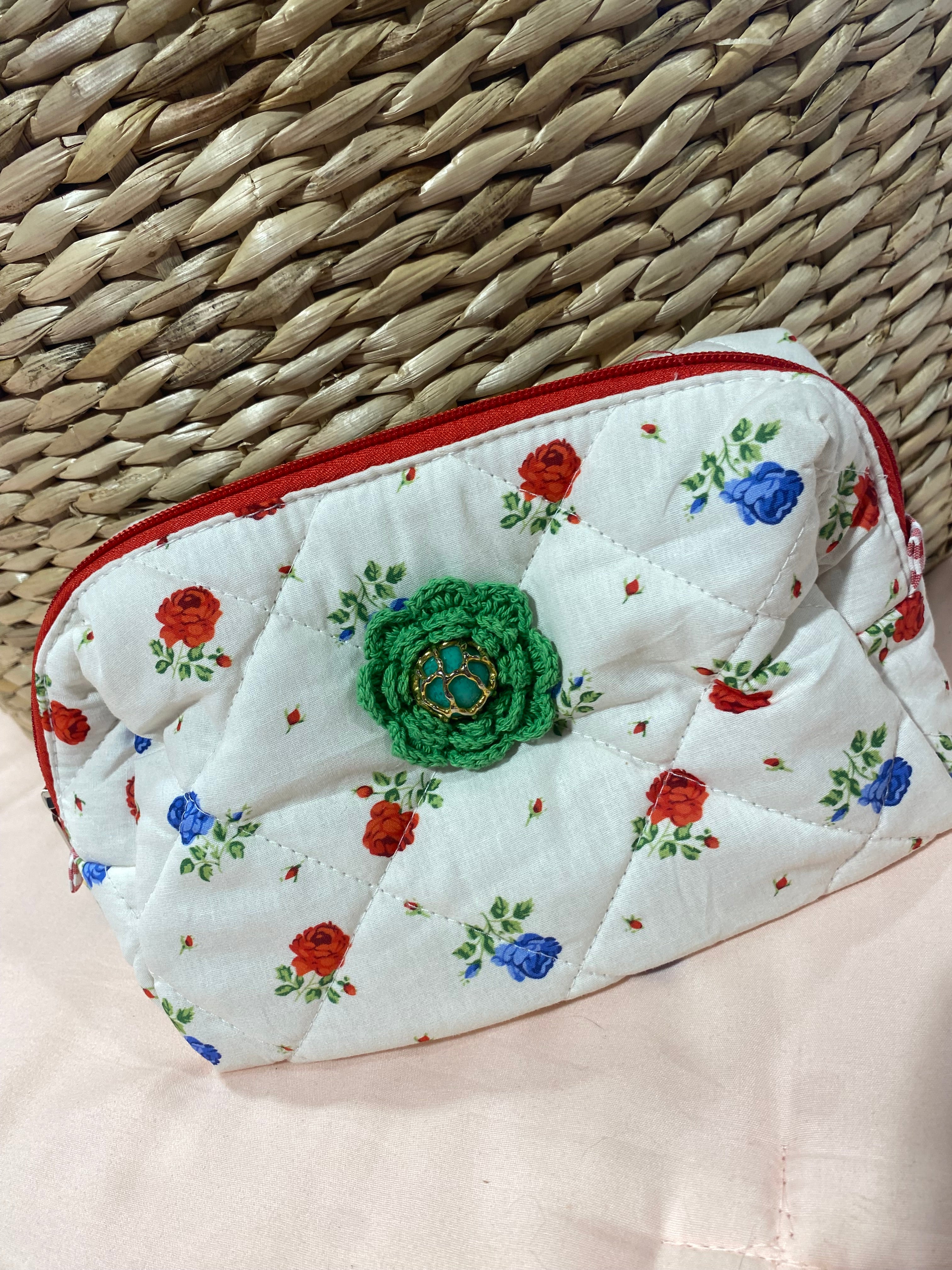 Floral Quilted Make-Up Bag