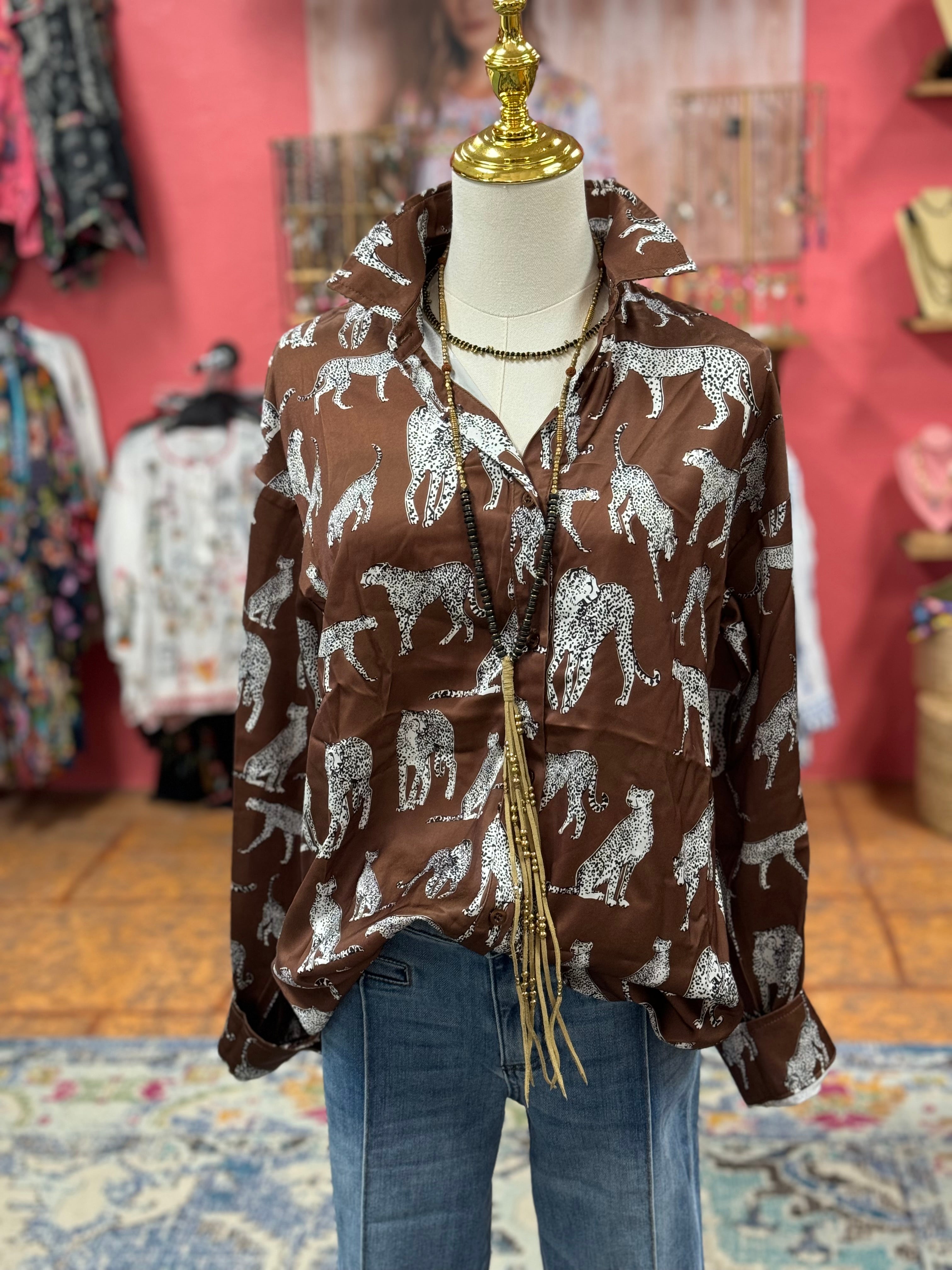 Mocha Leopard Blouse