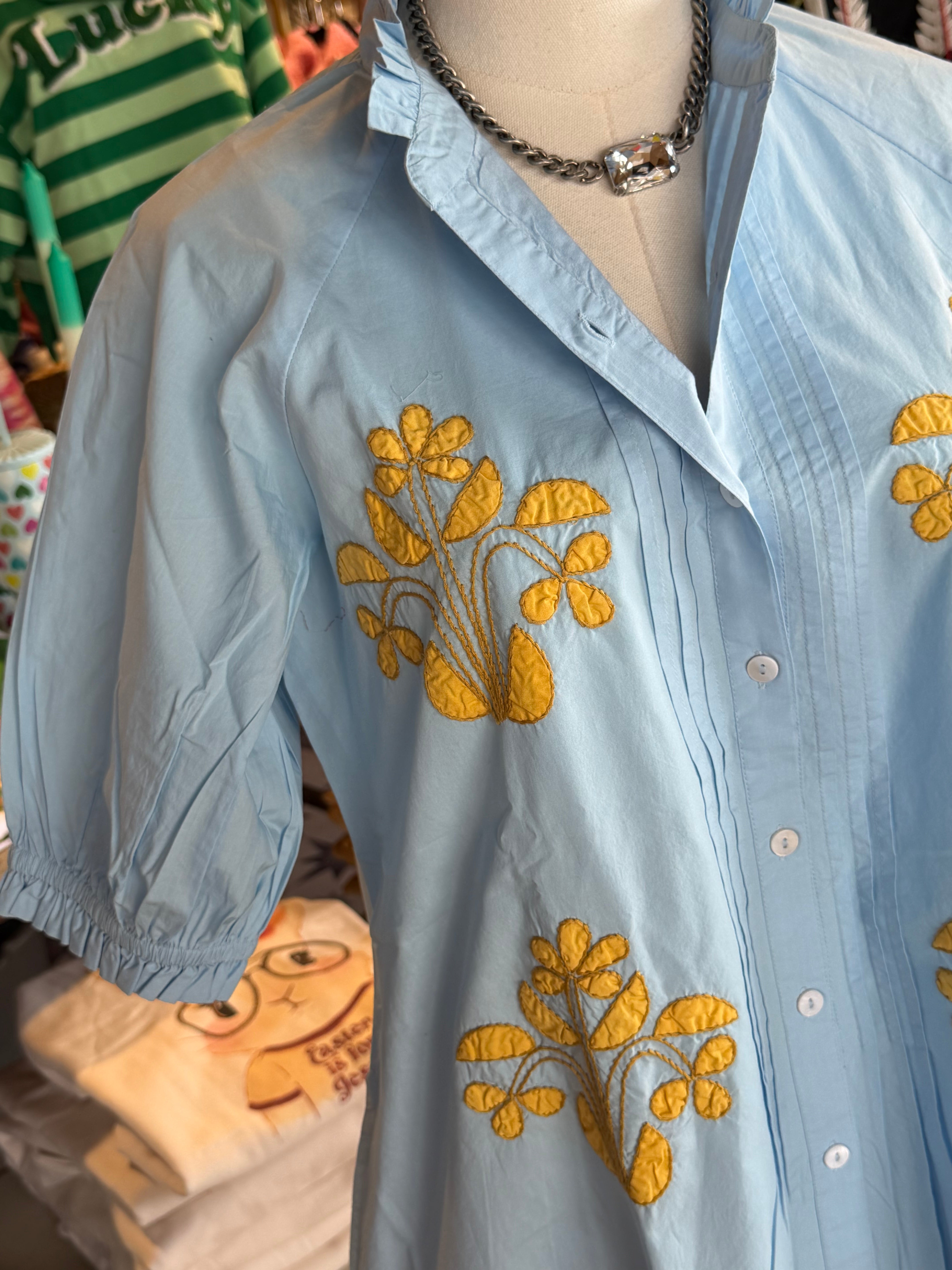 Blocked Embroidery Dress