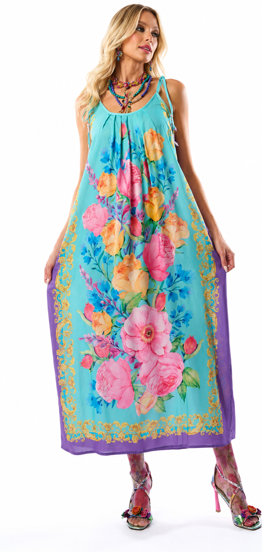 Blossom Dress - Aqua Floral | Maxi Sundress