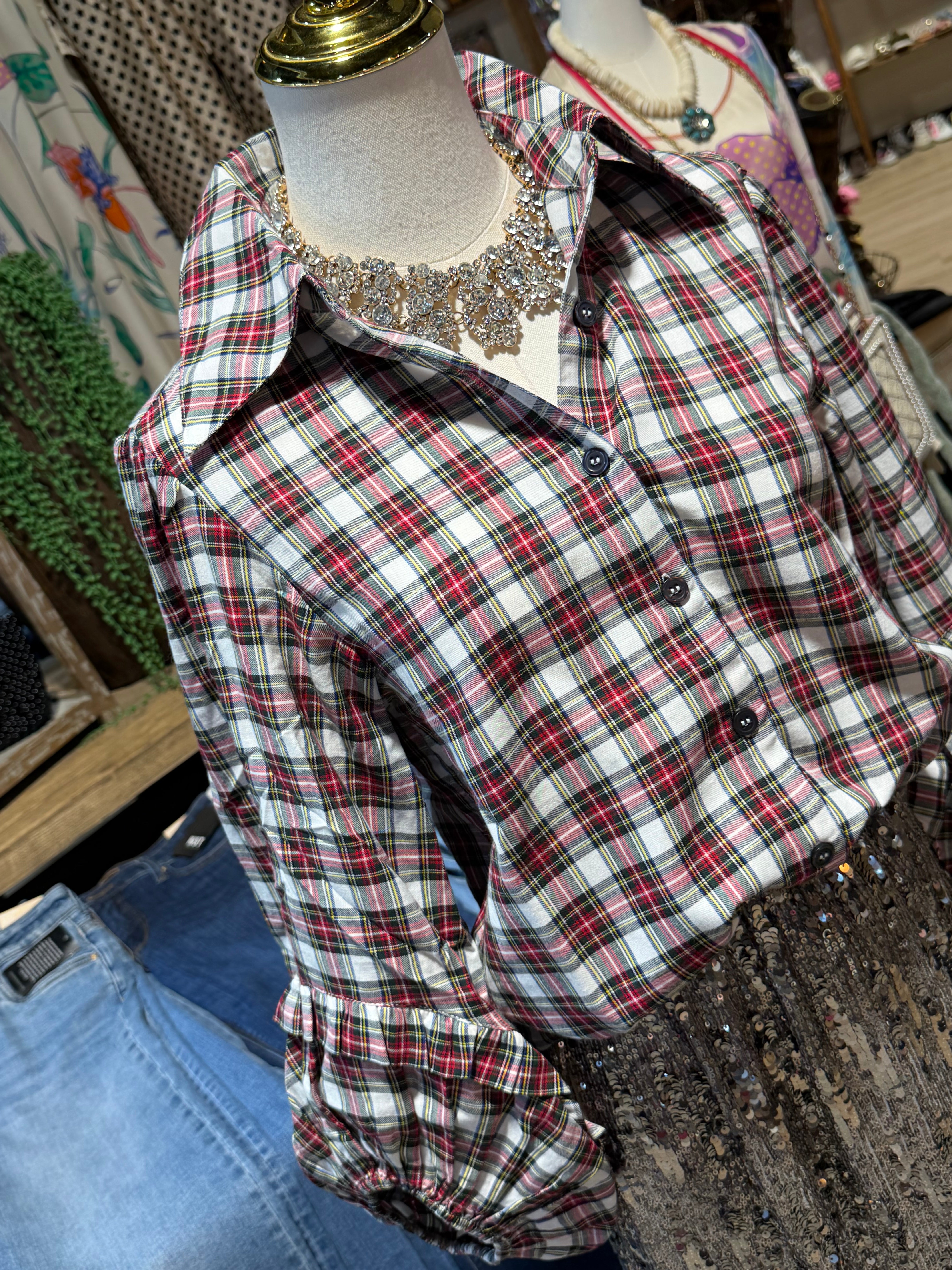 Plaid Balloon Top