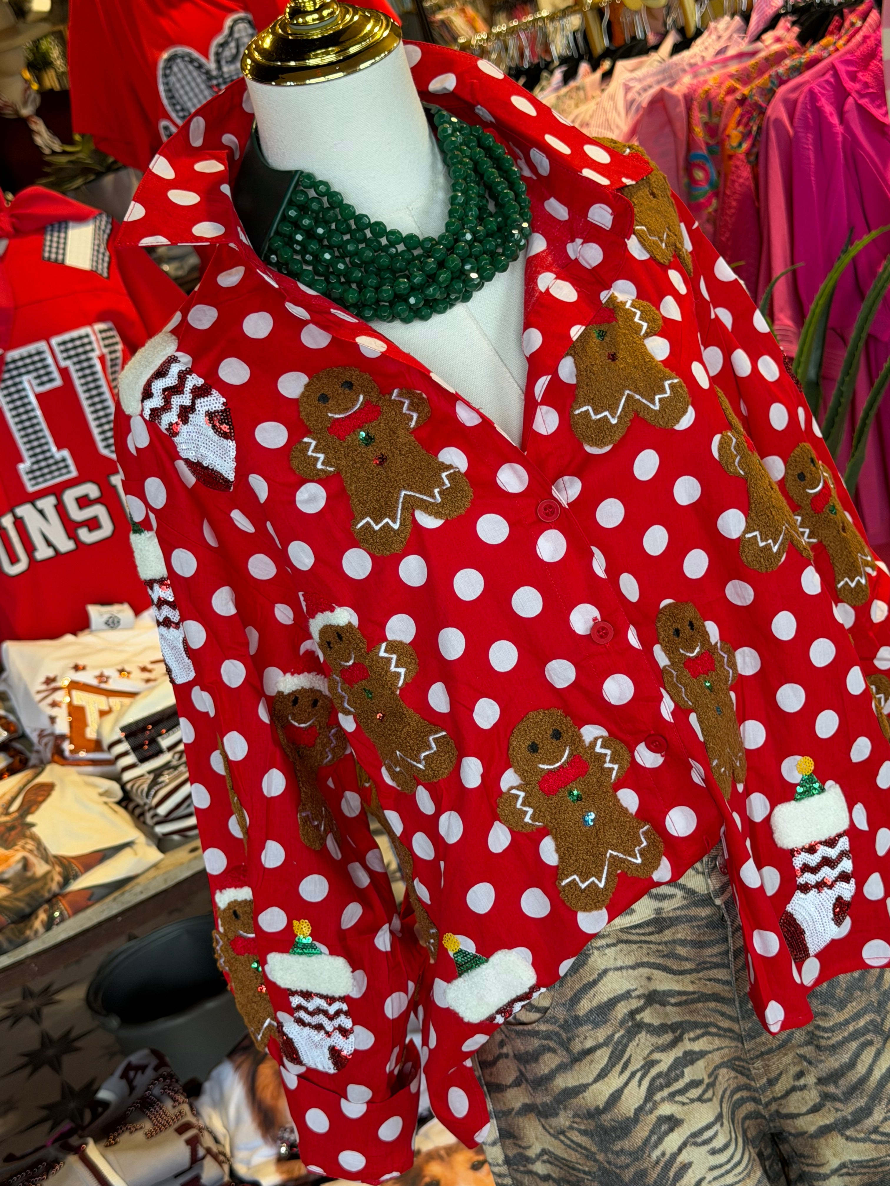 Polka Dot Gingerbread Top