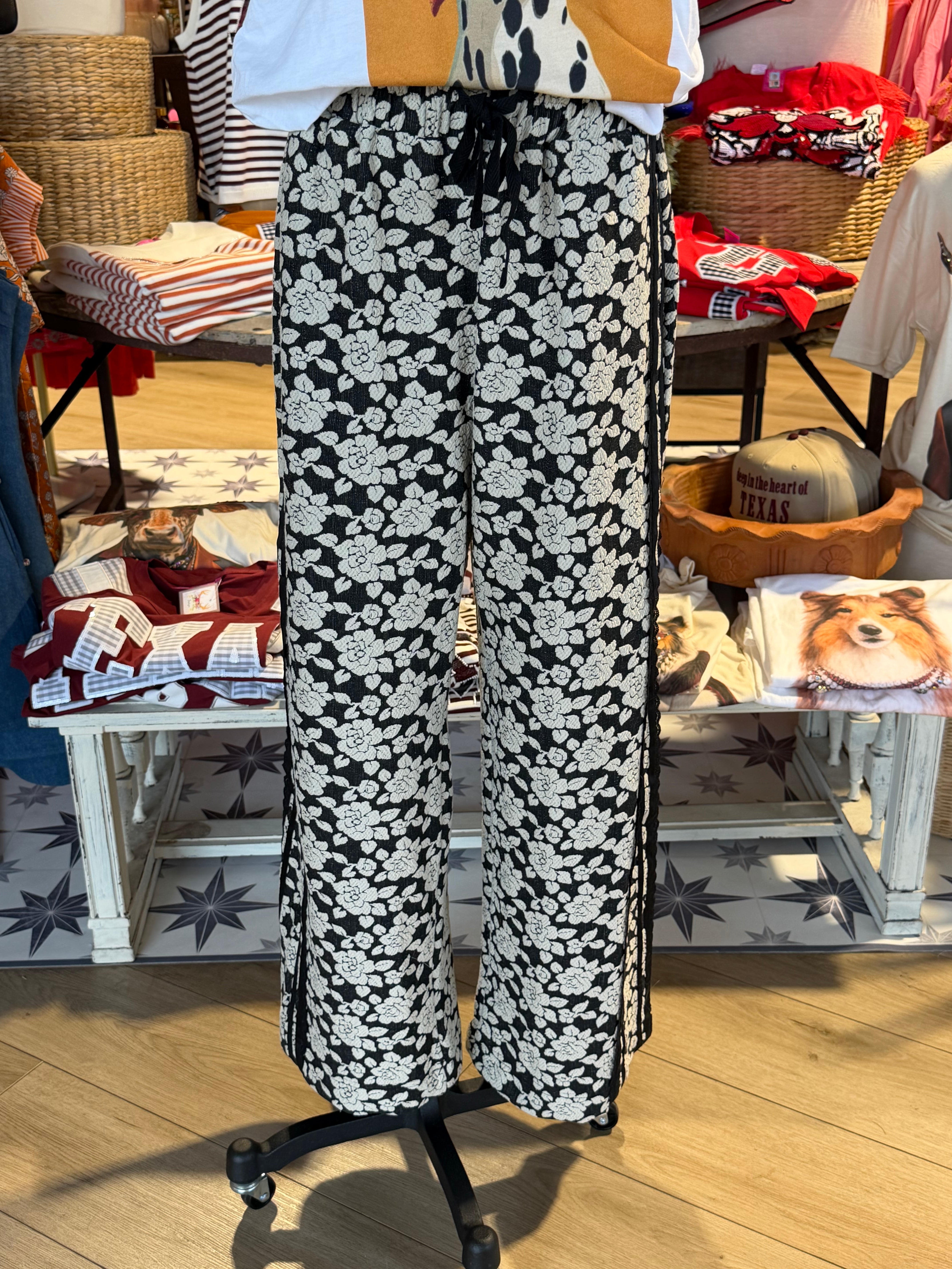 Floral Jacquard Pants