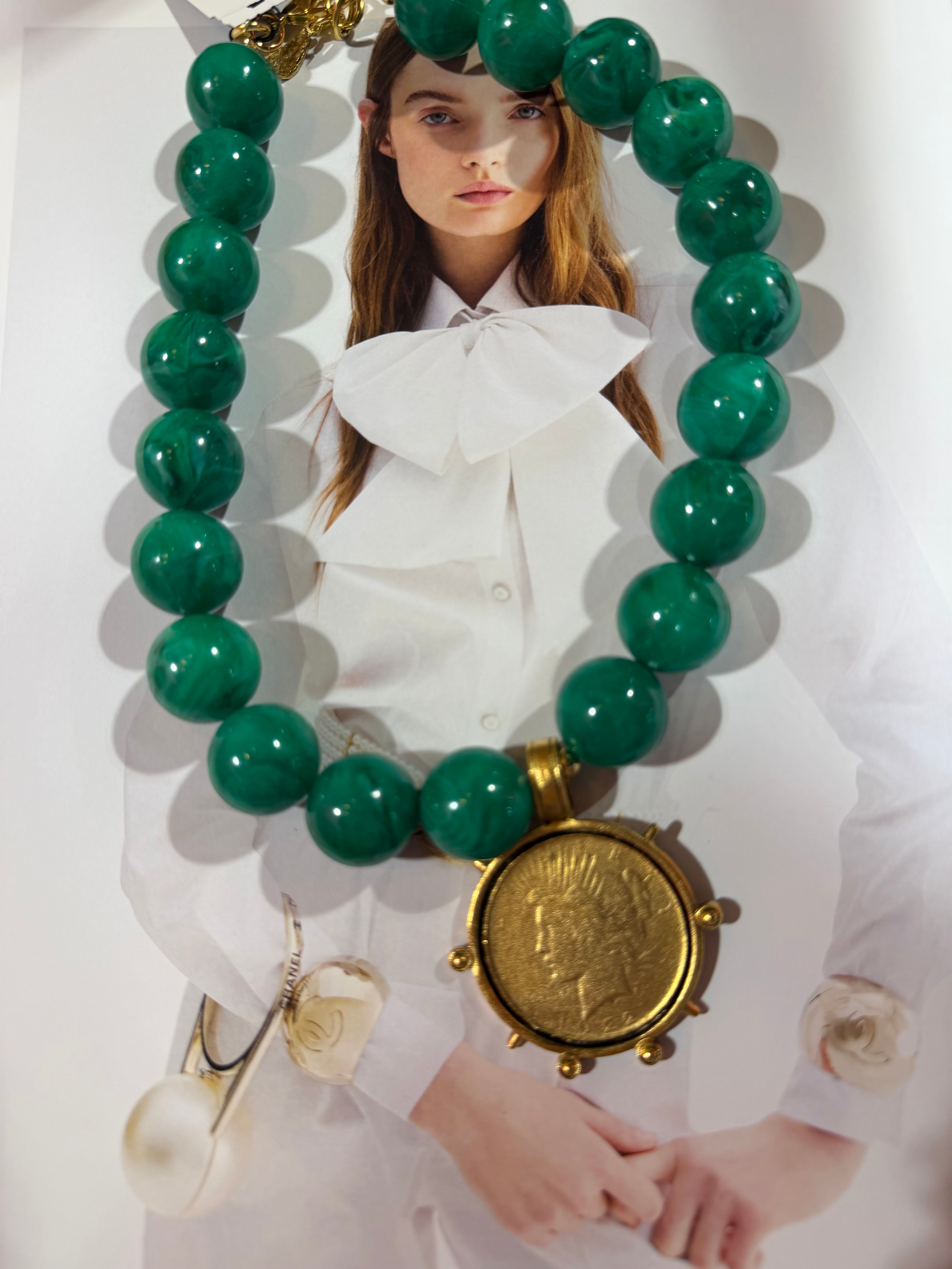 Green Coin Necklace