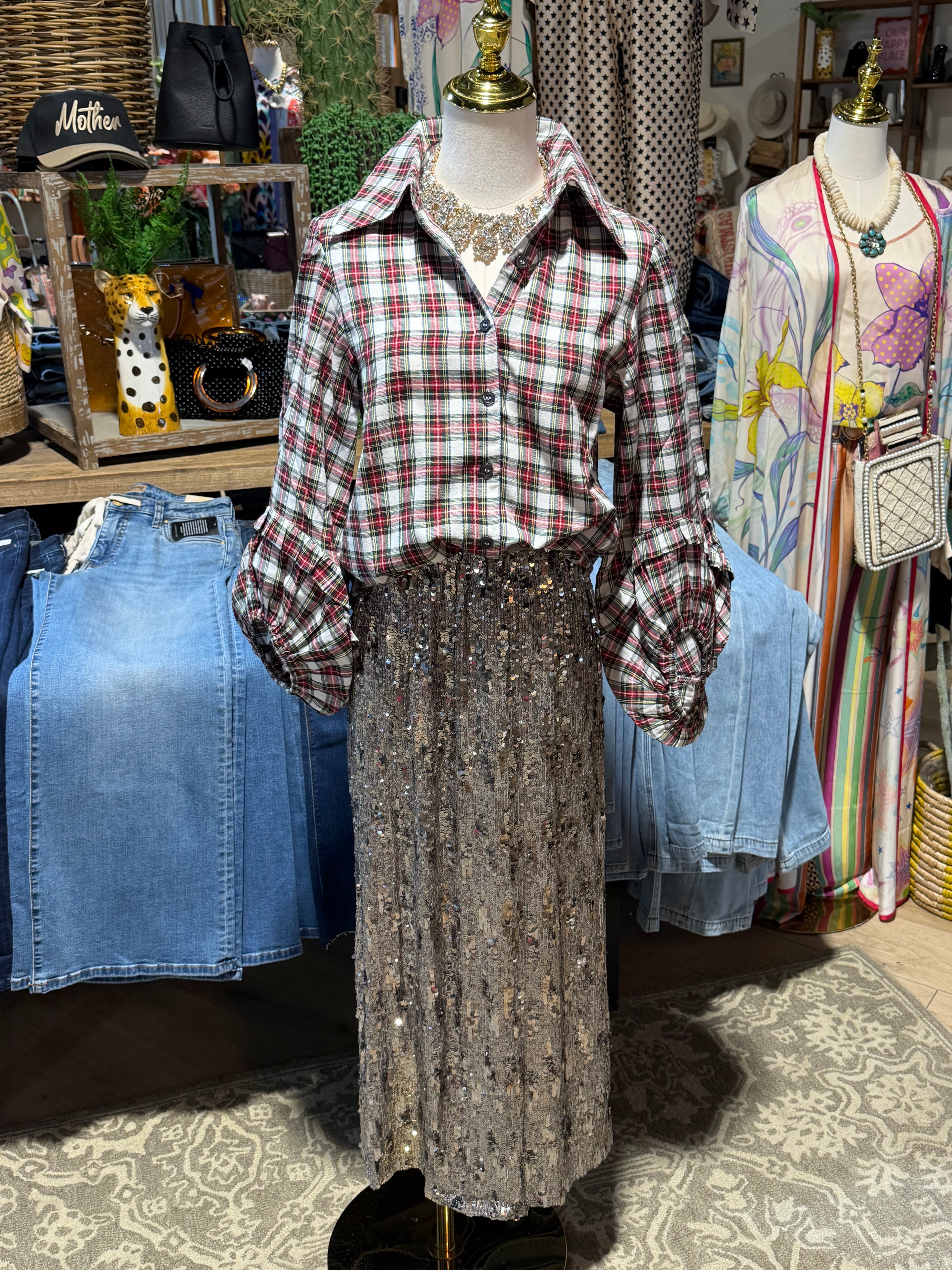 Plaid Balloon Top