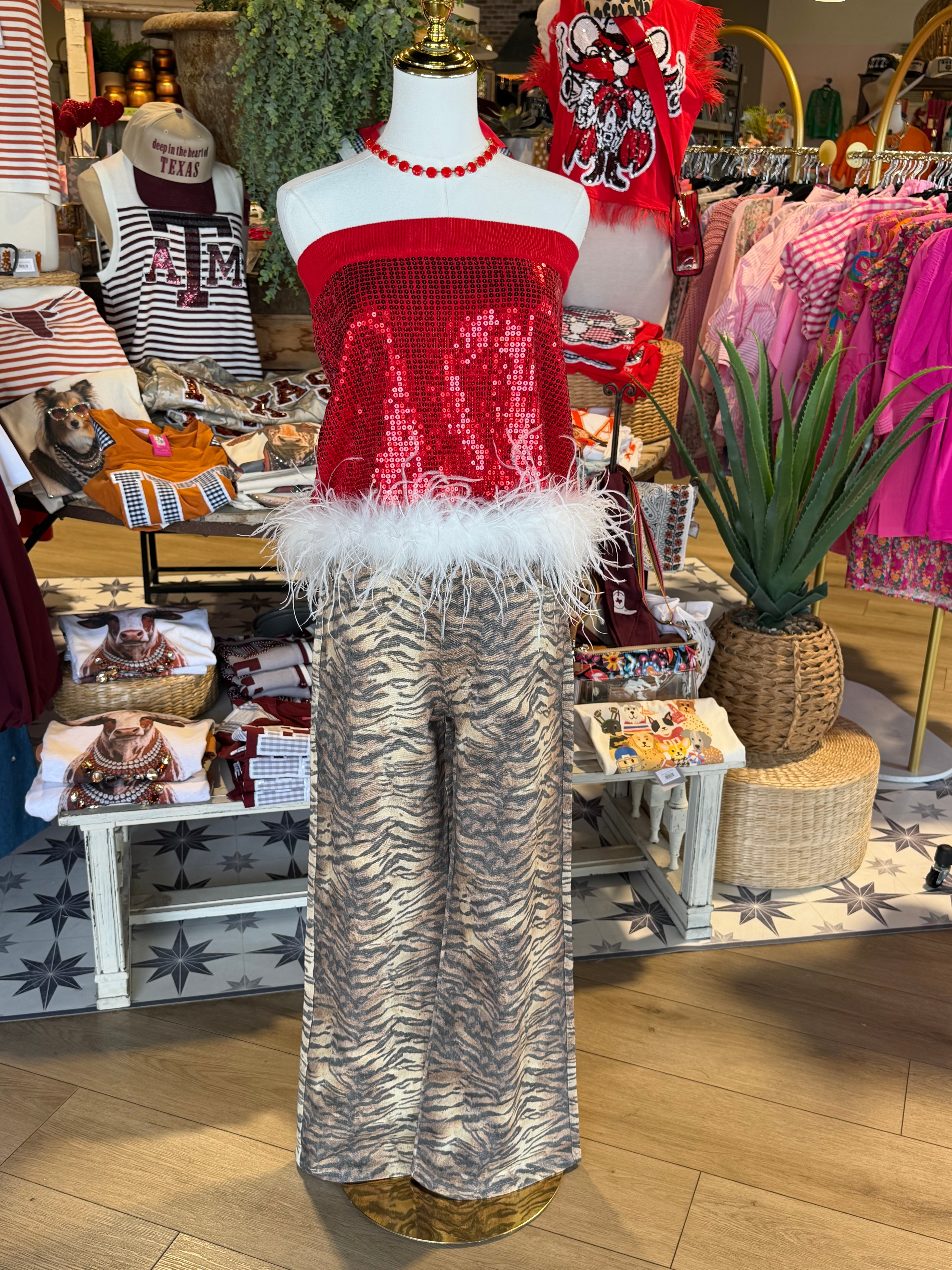 Feather Trim Santa Skirt or Top
