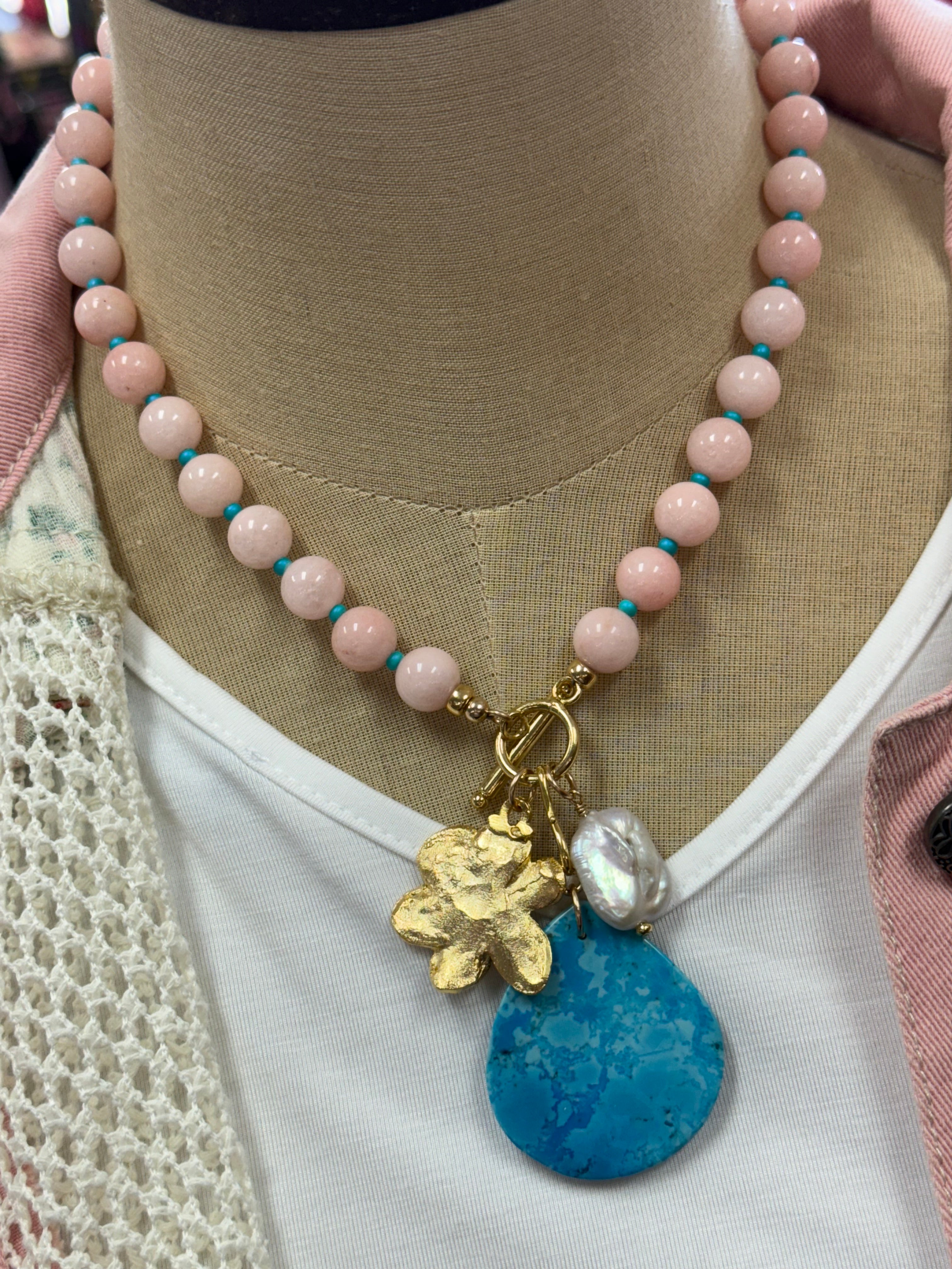 Lt Pink & Turquoise Necklace