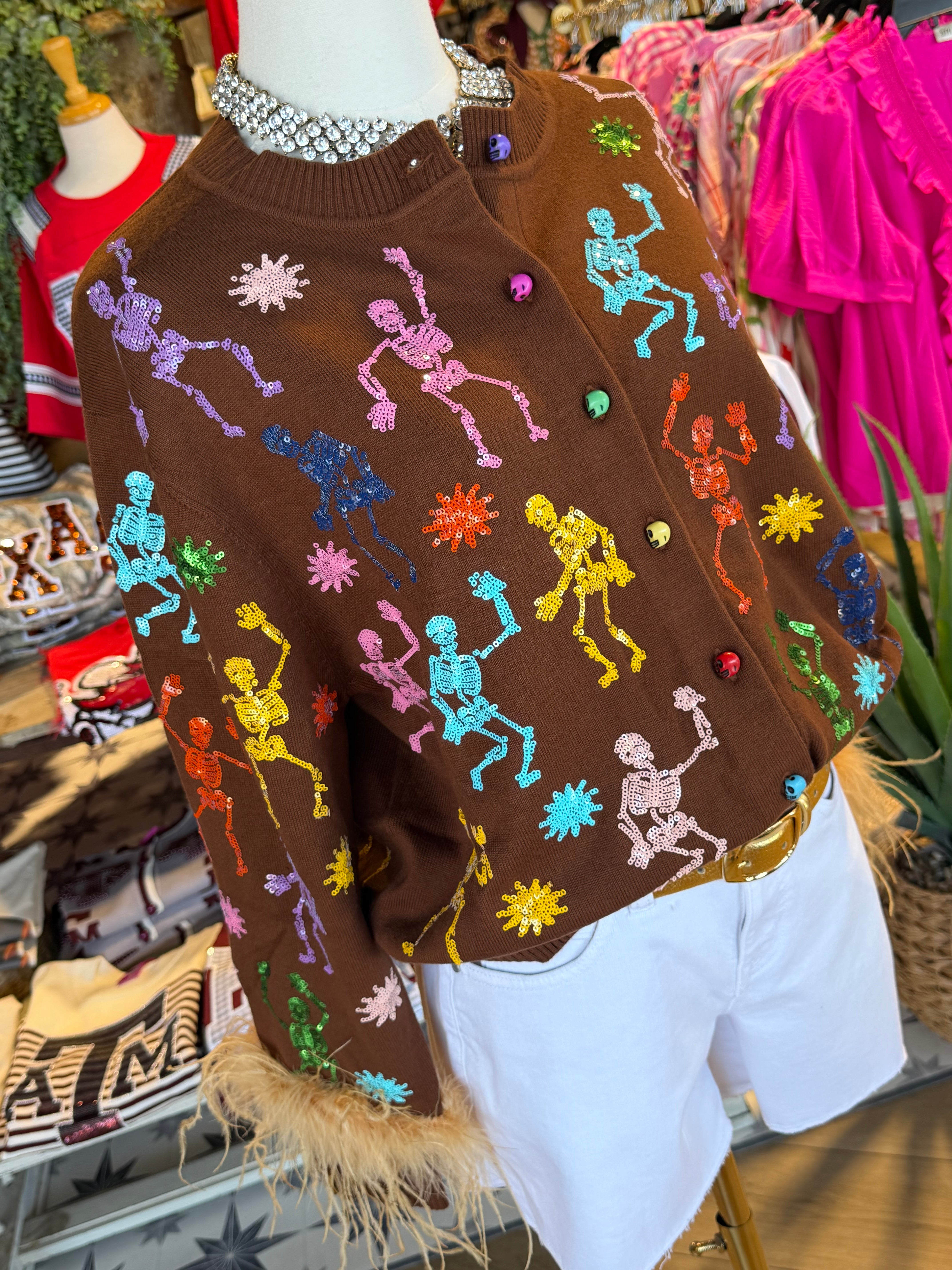 Skeleton Feather Button Up