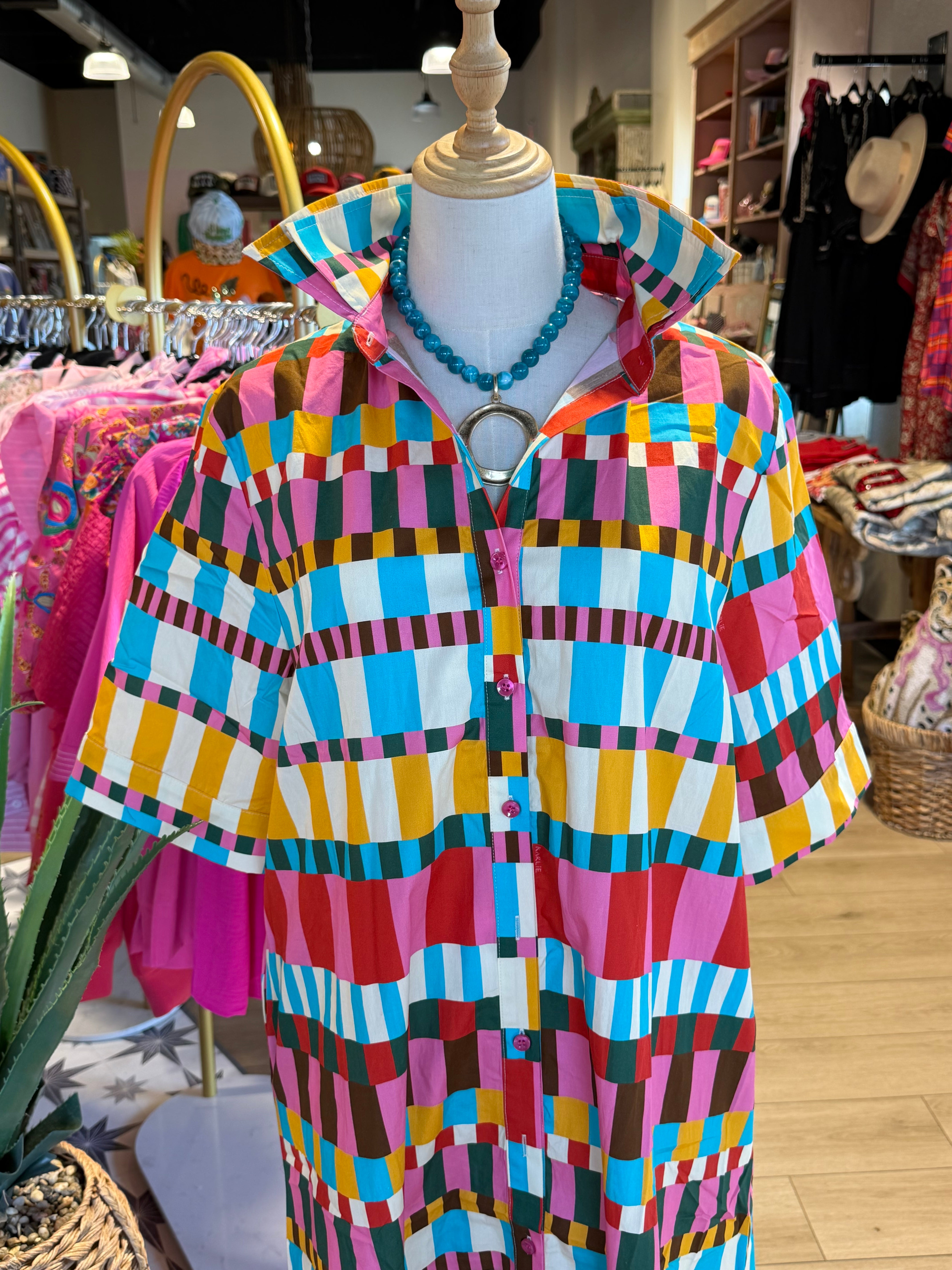 Multi Color Poplin Dress